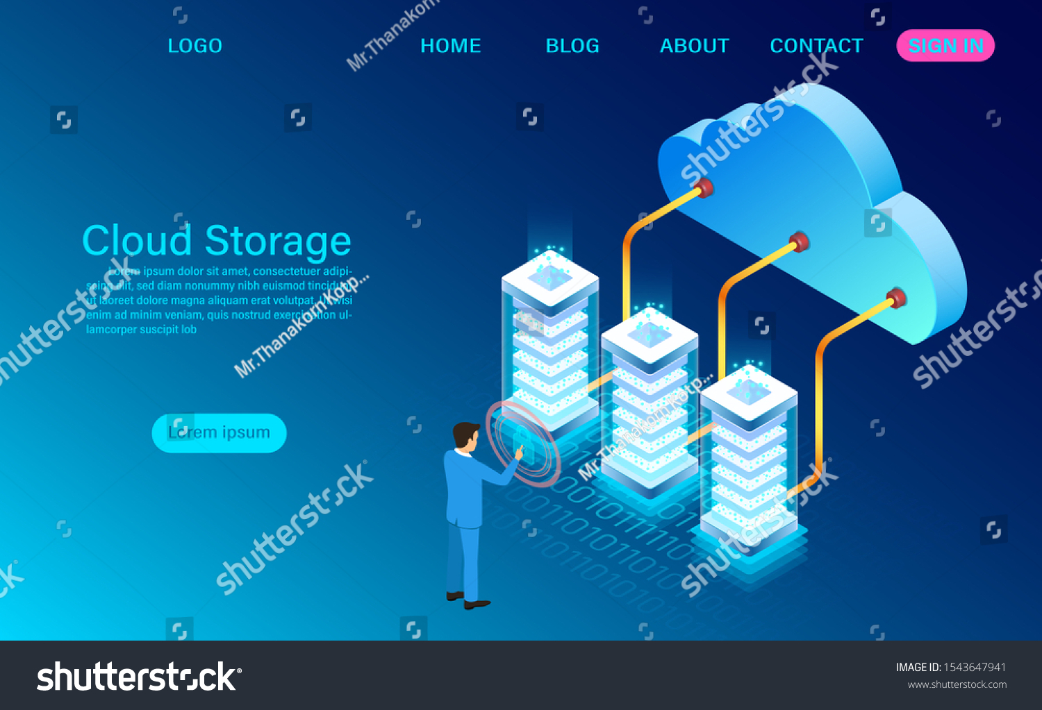 cloud storage technology and networking concept. Online computing technology. big data flow processing concept  vector illustration