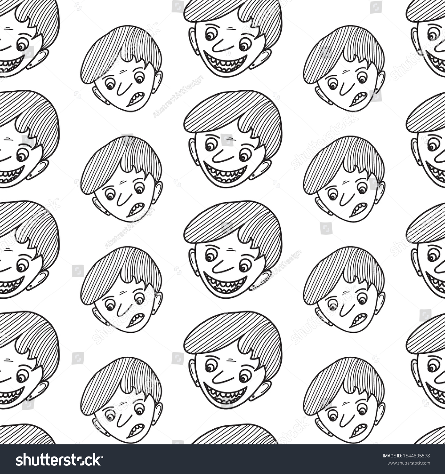 Teen boy seamless pattern vector background  fabric fashion design  face man cartoon