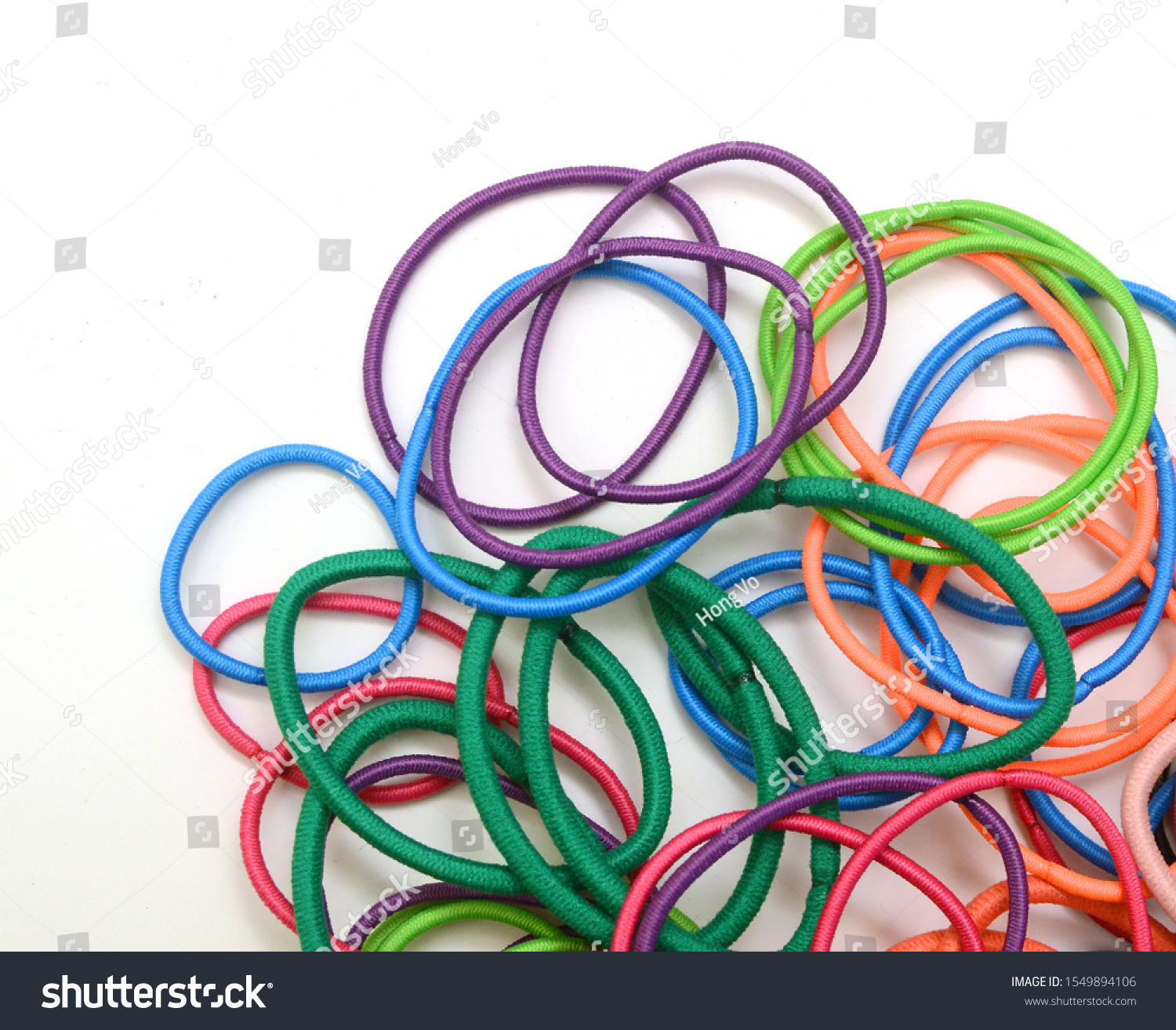 colorful hair bands on white background