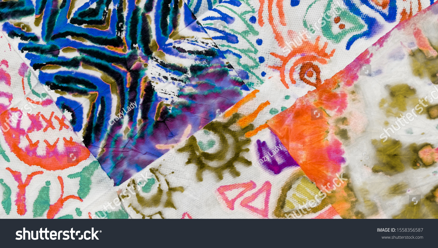 Grunge Acrylic Art. Multicolored Dirty Watercolor Print. Bright Vintage Acrylic Pattern. Multicolored Tie Dye Fabric. Rainbow Picture For Kid.