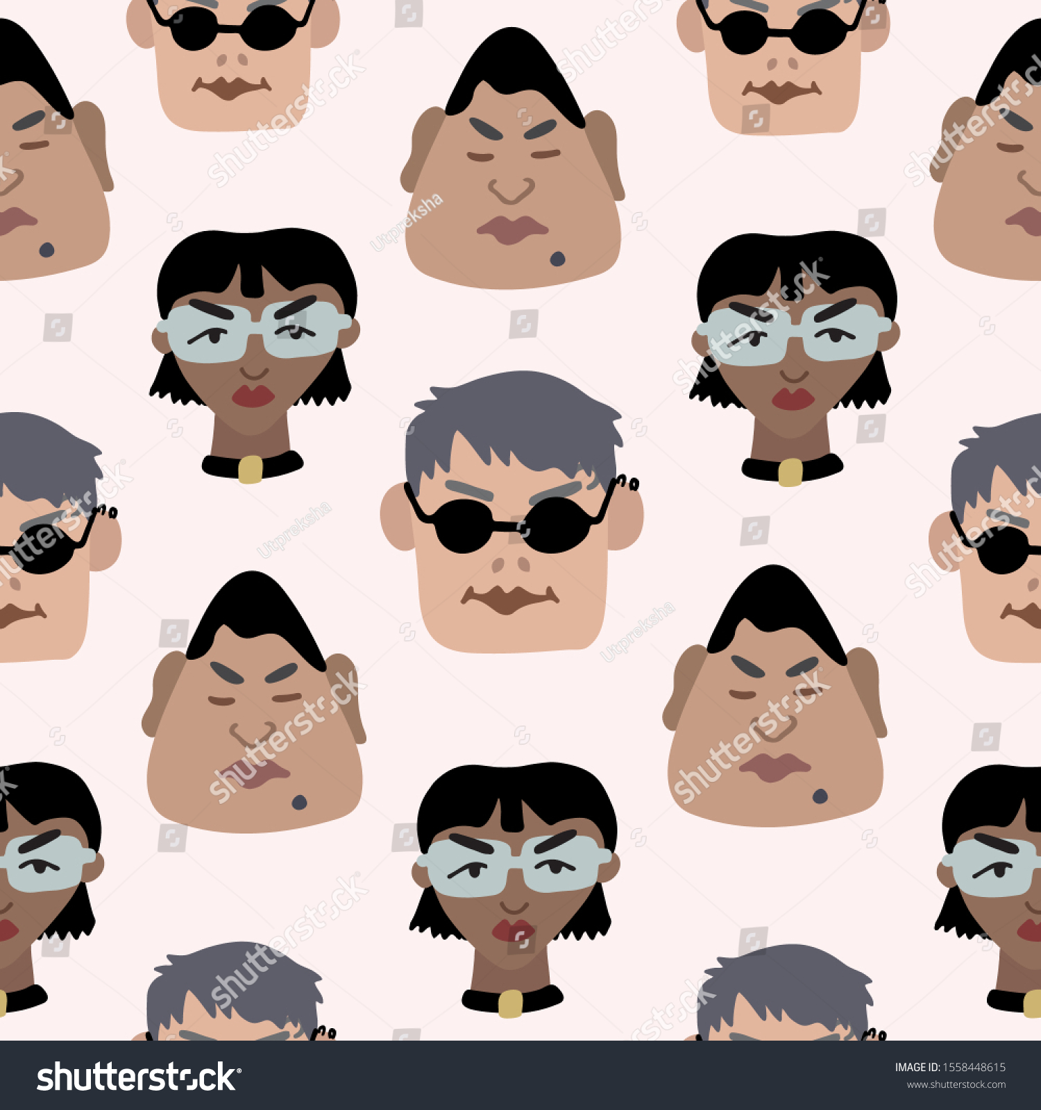 faces wearing sunglasses repeat seamless pattern design
