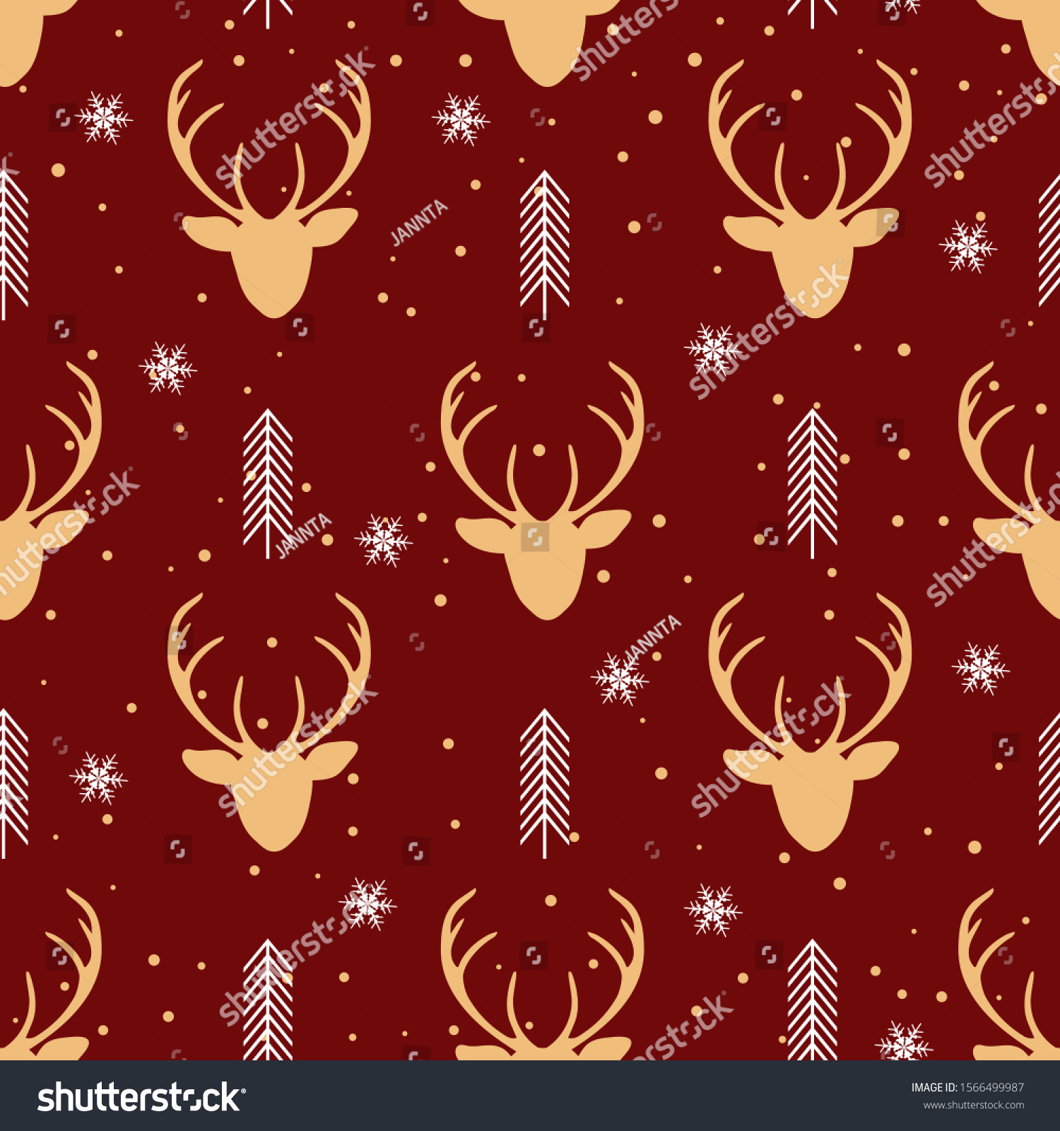 Christmas seamless pattern with reindeer background  Winter pattern with deer  wrapping paper  pattern fills  winter greetings  web page background  Christmas and New Year greeting cards