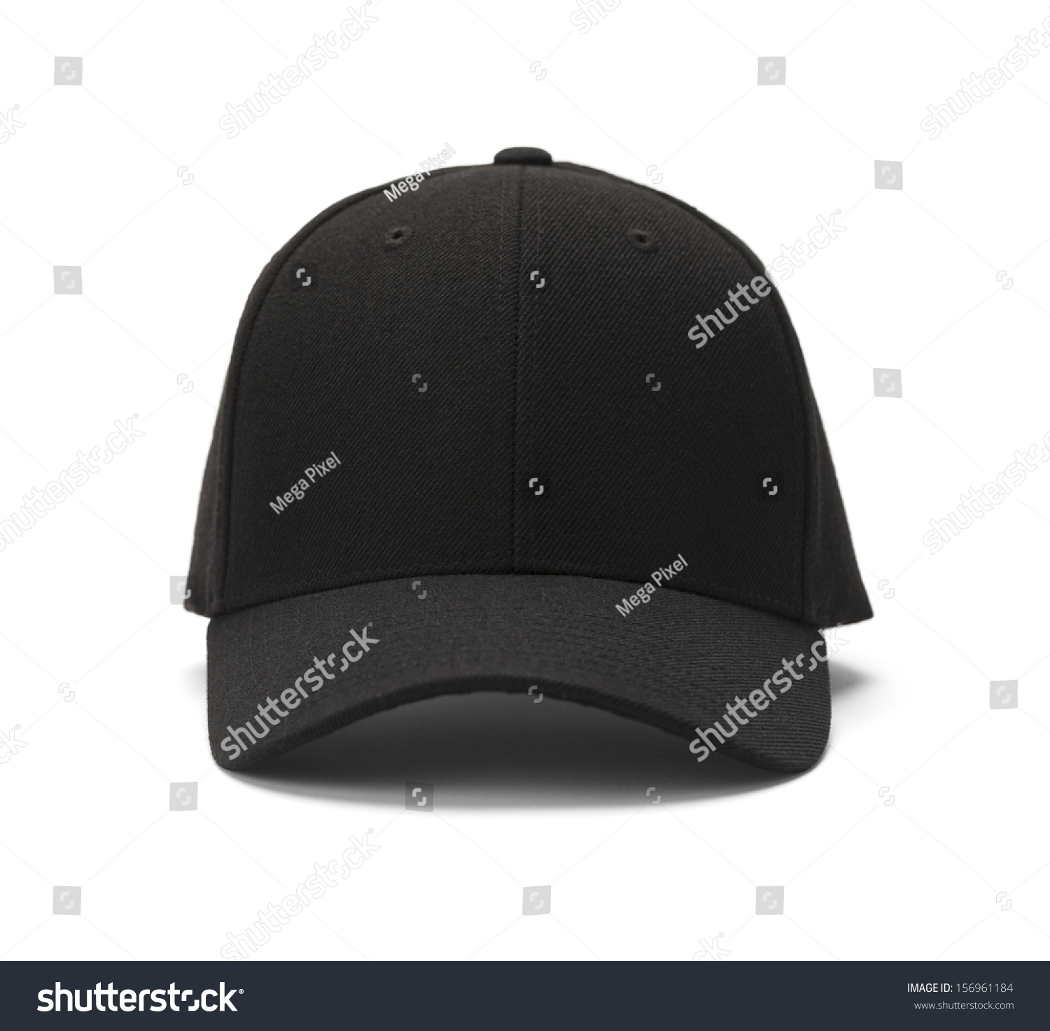 Front View of Black Cap Isolated on White Background.