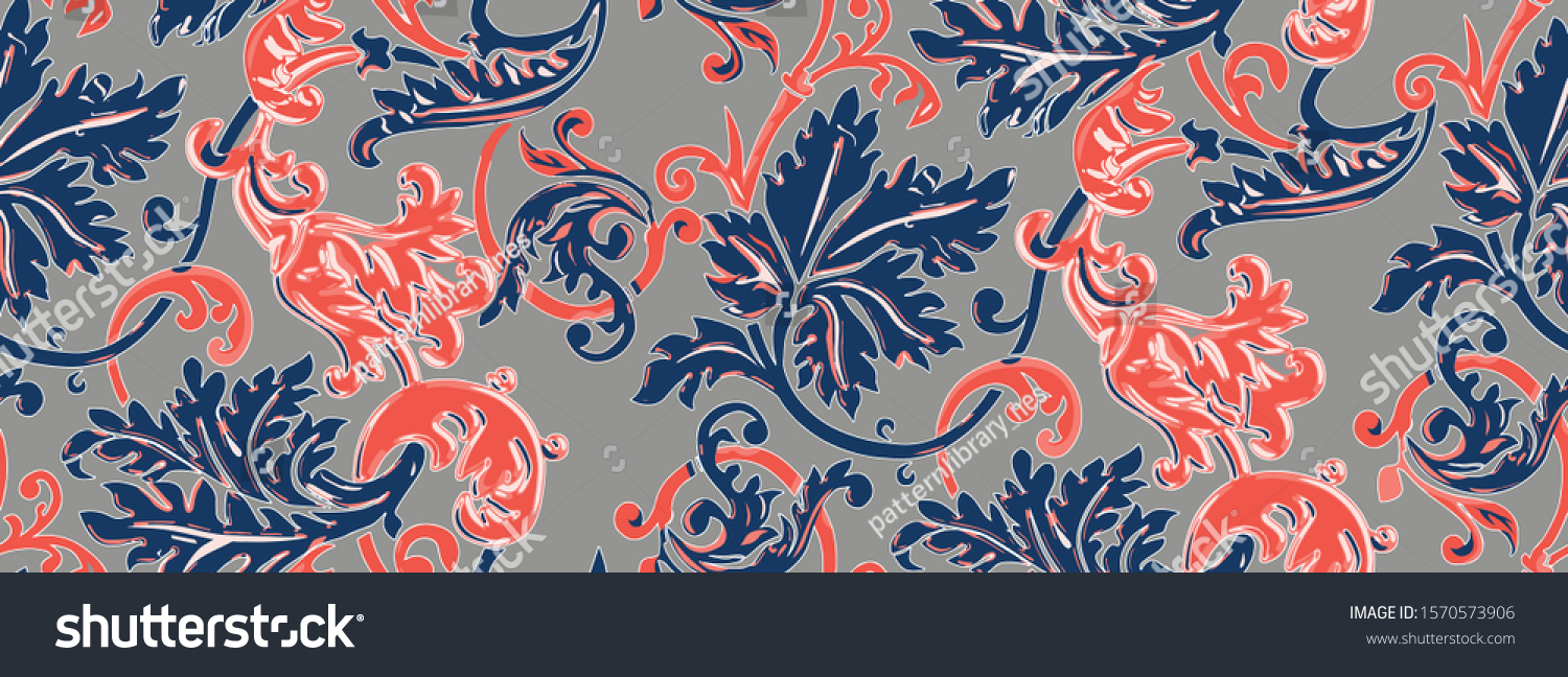 Ink blue  lychee grape leaves.  geometric seamless pattern vector in ancient style design for curtain  Vintage background for textile  fabric  wrapper  wallpaper  surface. curtain  dress  scarves  tie