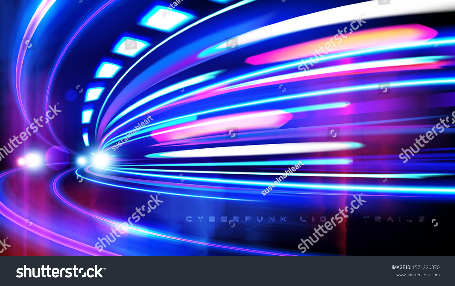 Vector art of dynamic light motion  light trail  high speed effect  traffic motion. light motion effect  slow shutter of traffic  cyberpunk neon.