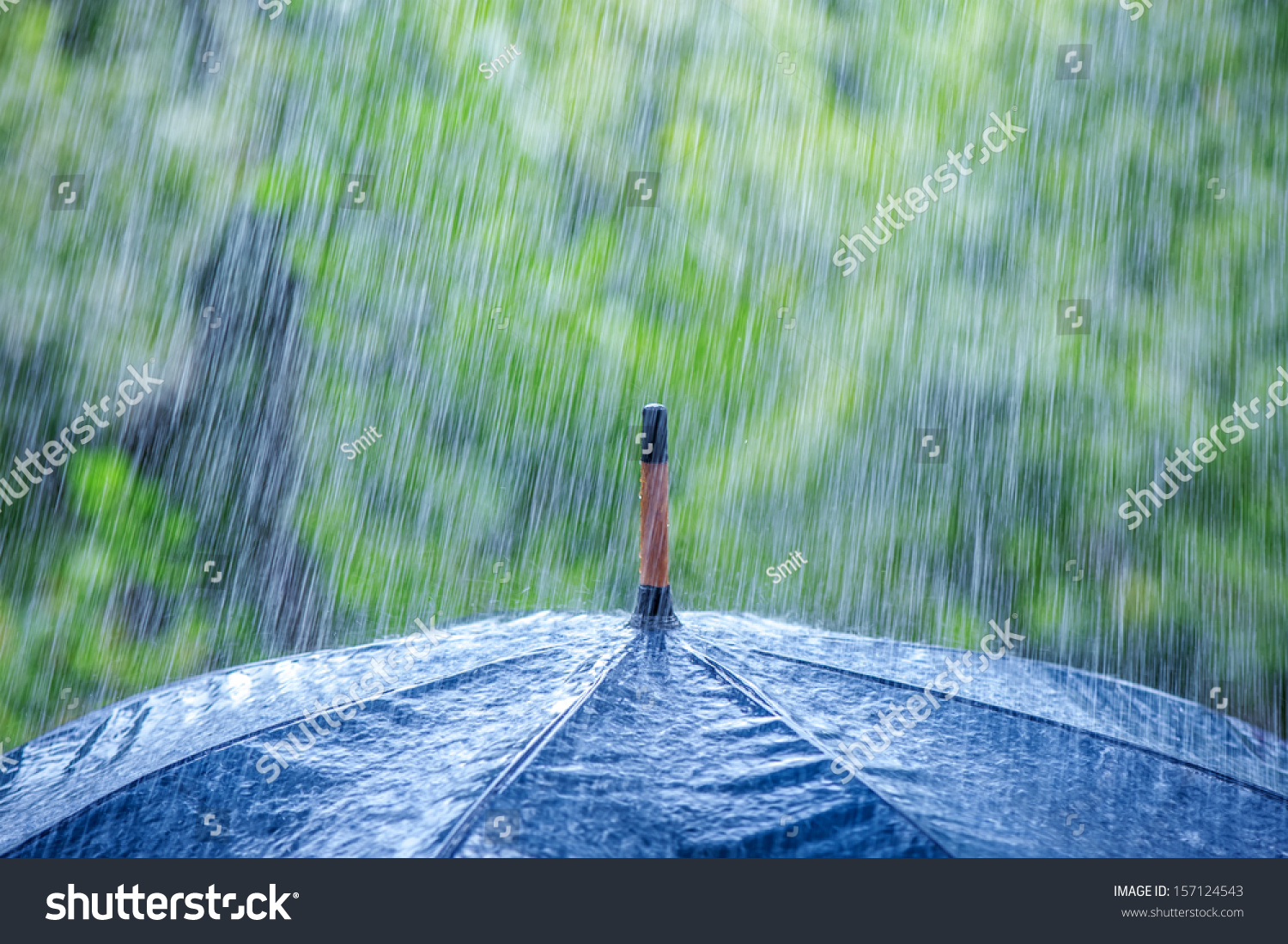 umbrella and rain drops closeup