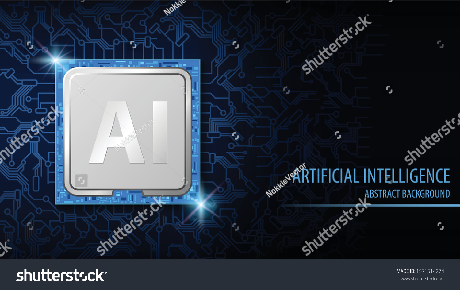 Artificial Intelligence (AI) abstract background  CPU chip electronic  vector illustration