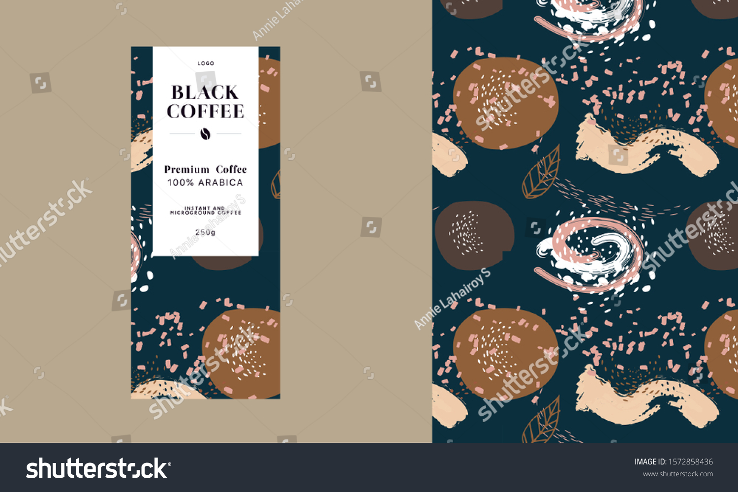 Coffee Cocoa and Pistachio Chocolate Labels Set. Abstract Illustration Packaging Design Layout with chocolate milk coffee circle shape and splash. Modern Typography Hand Drawn Beans and Nut Silhouet