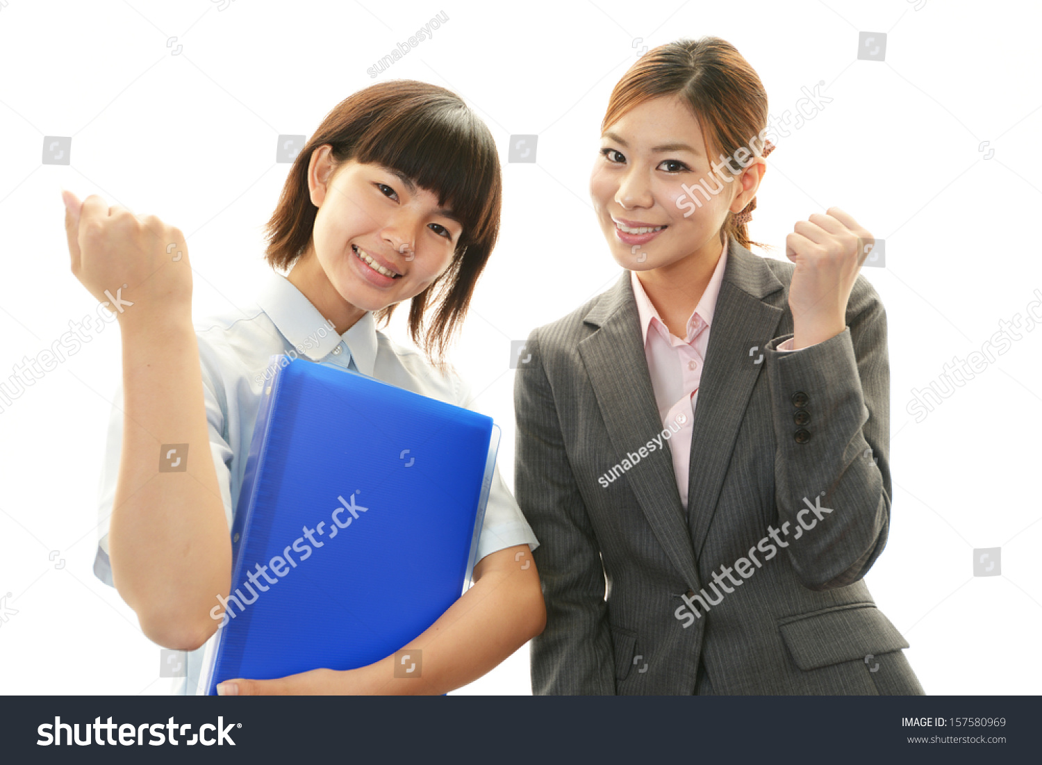 Smiling teacher with student