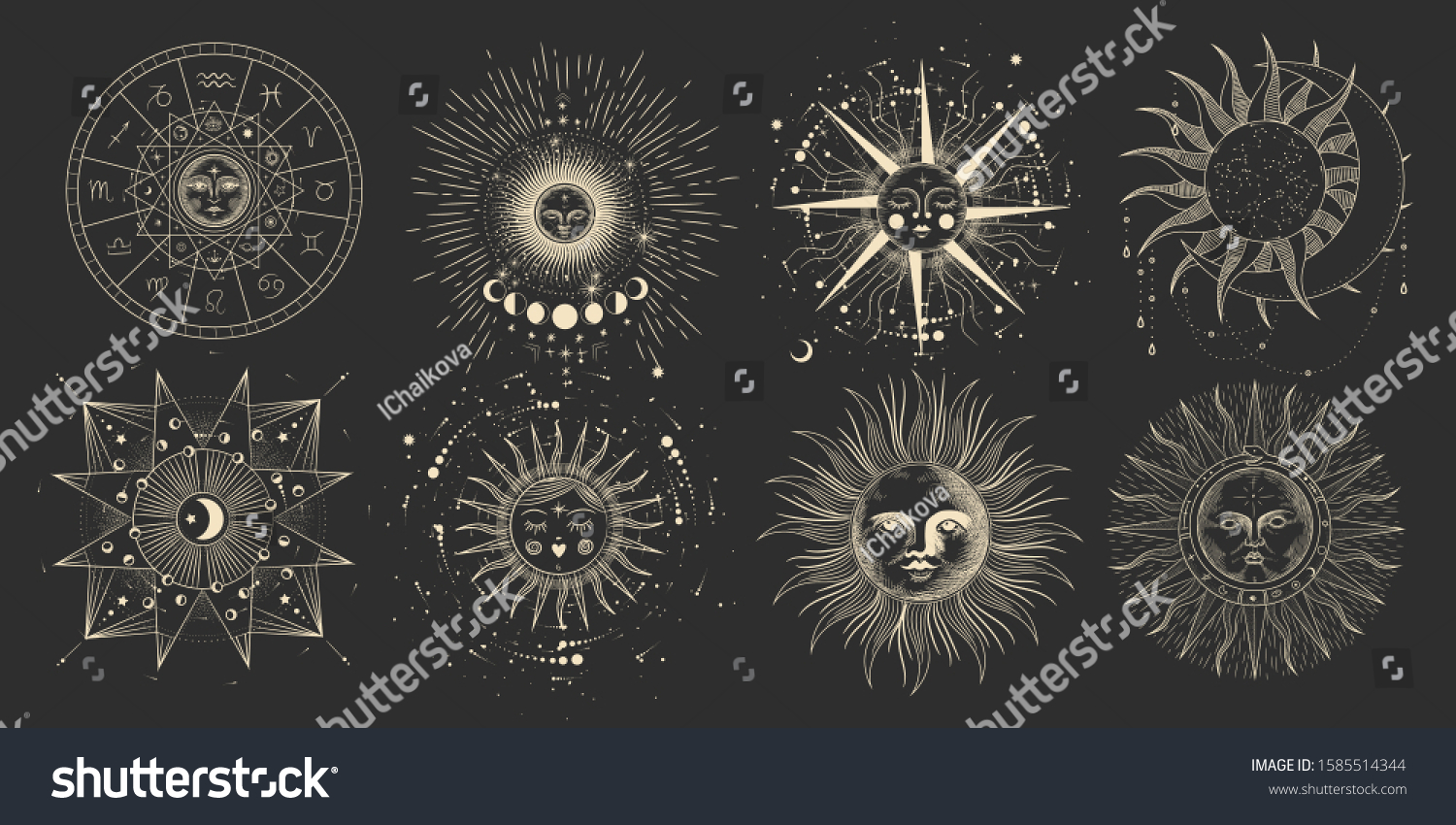 Vector illustration set of moon phases. Different stages of moonlight ...