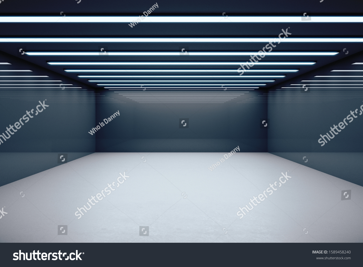 Gray exhibition hall interior and wall with copy space. Gallery concept. Mock up 3D Rendering