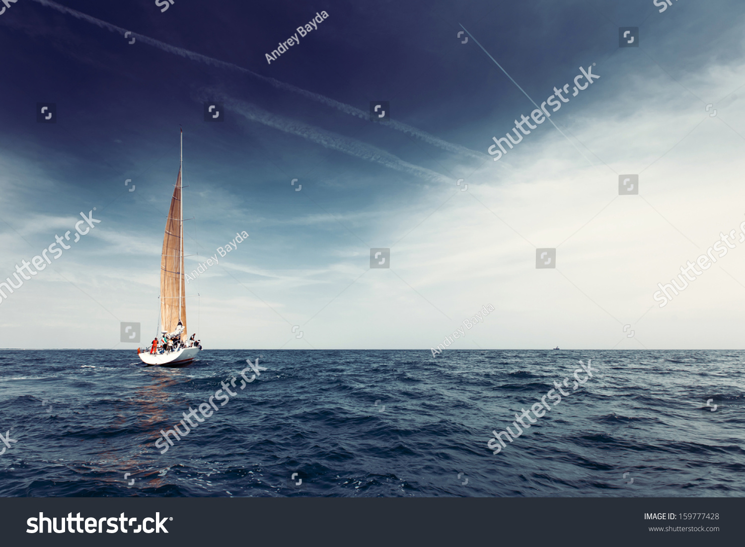 Sailing ship yachts with white sails