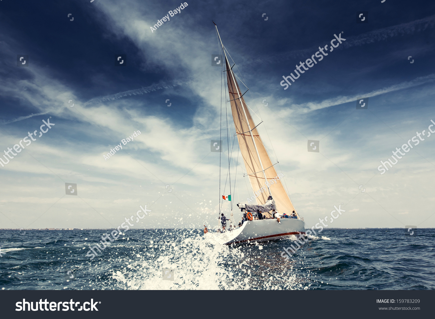 Sailing ship yachts with white sails