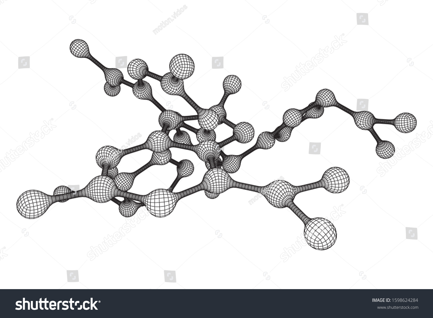 Wireframe Mesh Molecule. Connection Structure. Low poly 3d render illustration. Science and medical healthcare concept
