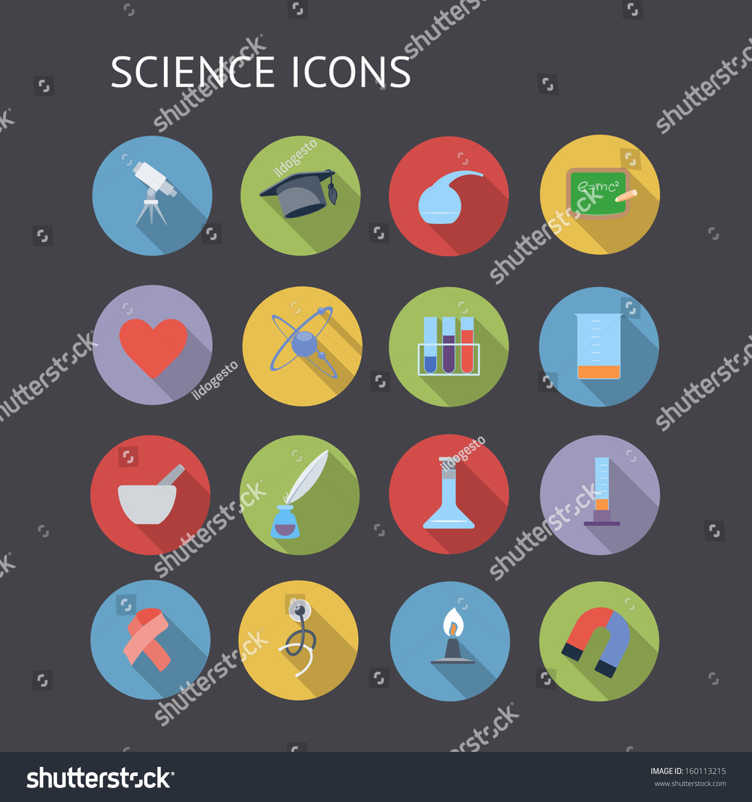 Flat icons for education science and medical. Raster version._站酷海洛_正版图片 ...