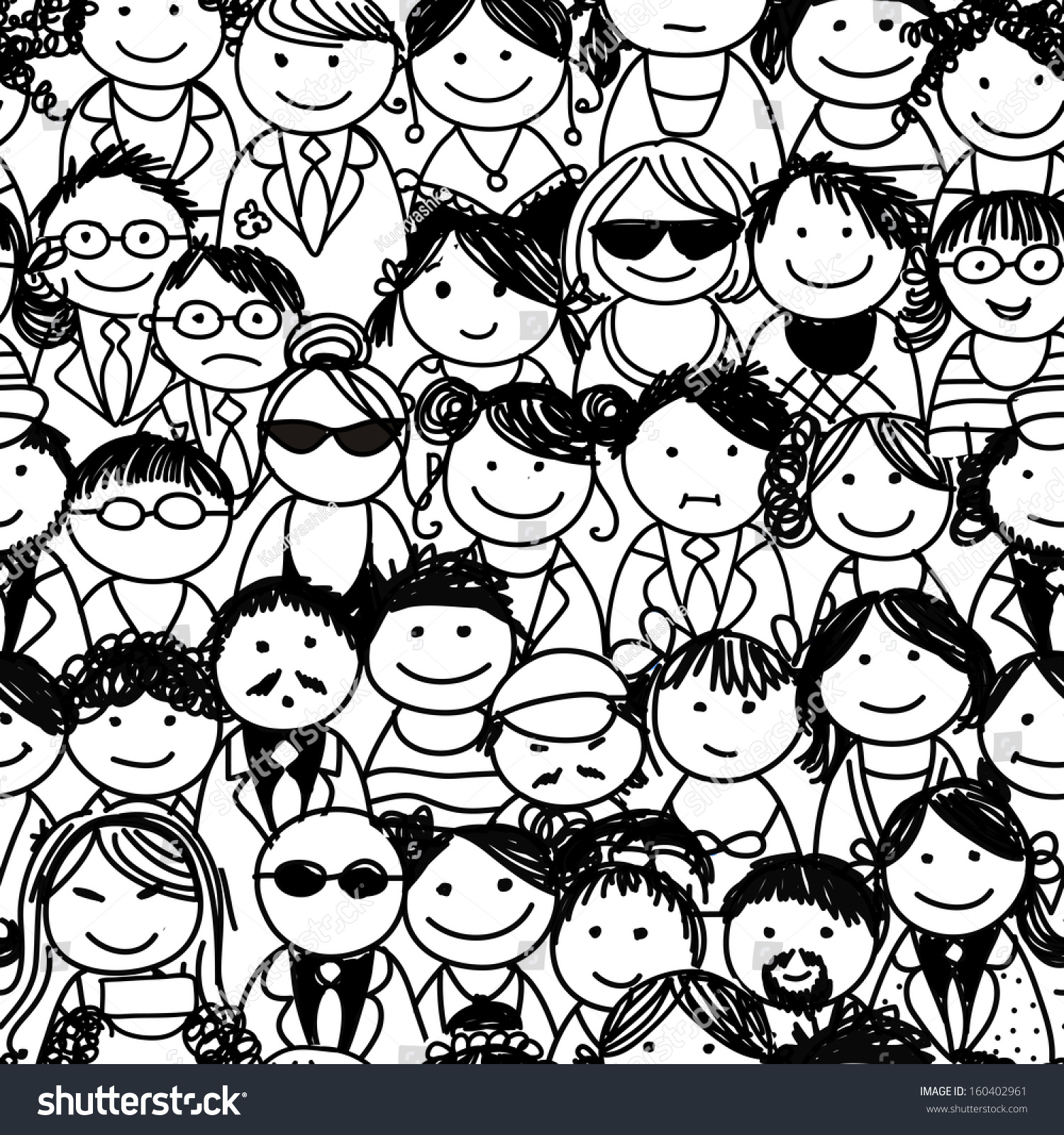Seamless pattern with people crowd for your design