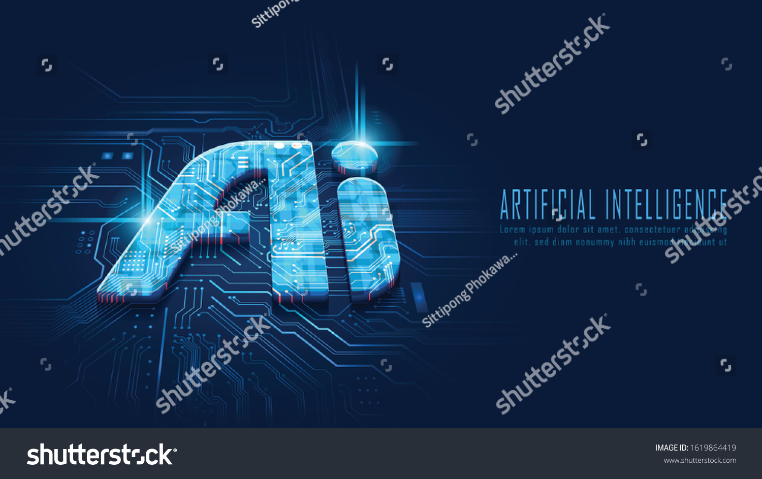 Ai on circuit board in futuristic concept suitable for future technology artwork   Responsive web banner