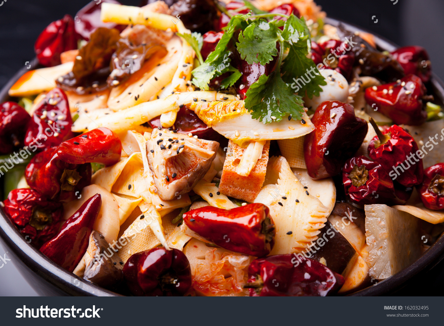 Spicy hot pot  sichuan food  a lot of pepper