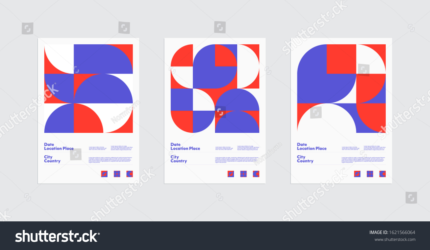 Abstract geometrical posters set design layout with editable text and graphics. Swiss geometry composition artwork with simple vector shapes. Useful for poster design  presentation backdrop  A4 size.