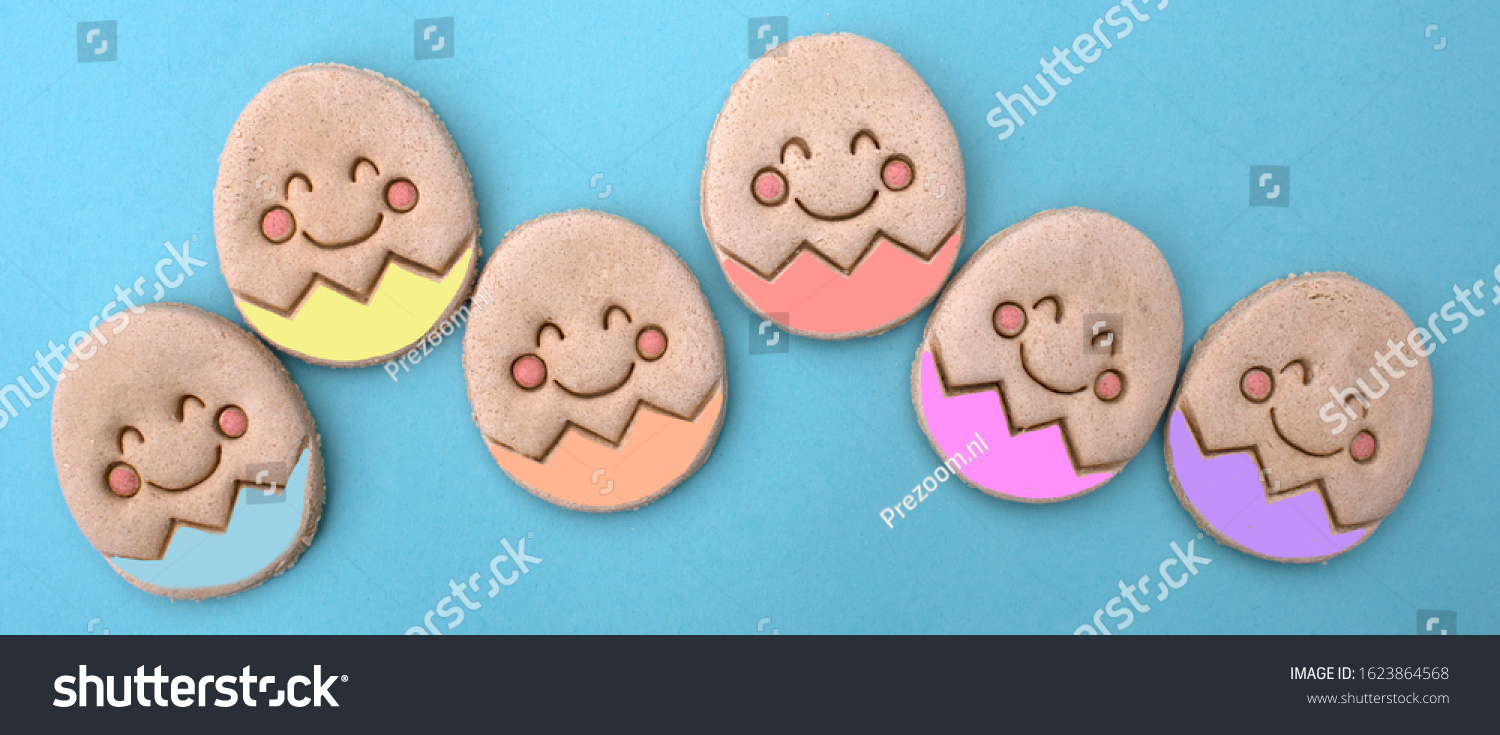 Colorful rainbow easter eggs on a pastel background. Easter greeting card design. Holiday concept.