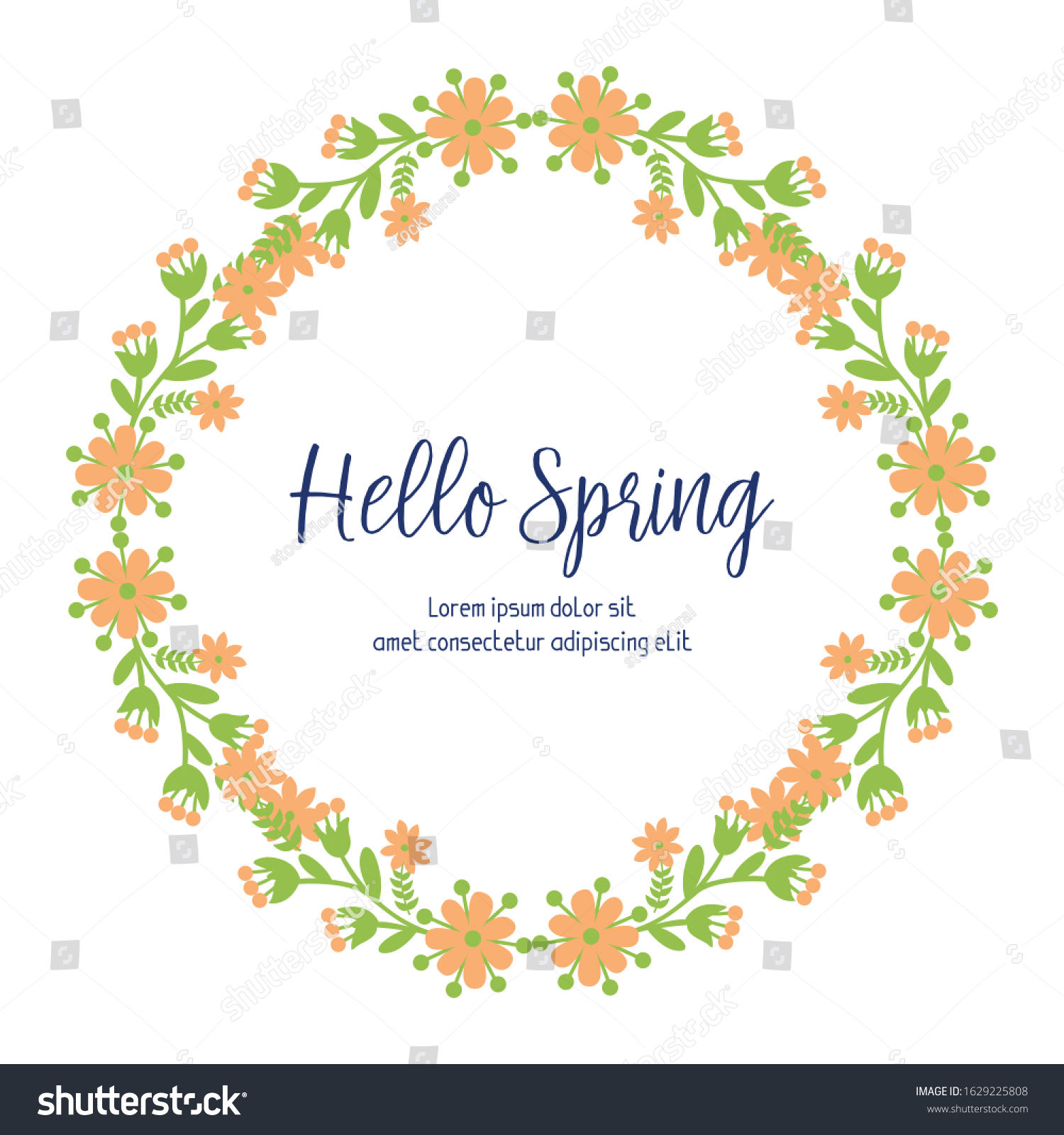 Beautiful Orange wreath frame for hello spring greeting card wallpaper ...