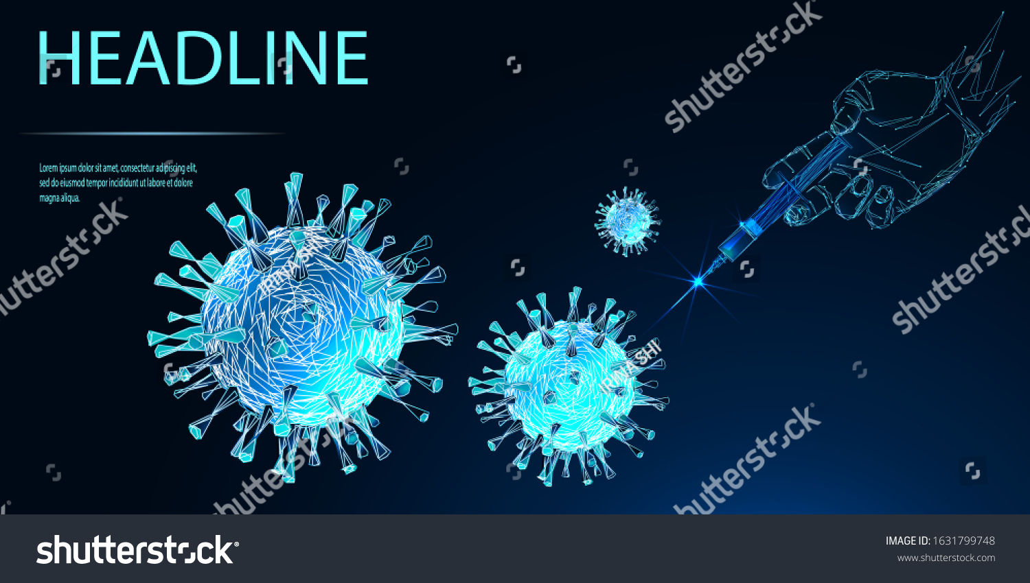 Virus protection concept. Sars disease  coronaviruses in the lung. The coronavirus causes the severe illness SARS (Severe Acute Respiratory Syndrome). Low poly wireframe style. Vector