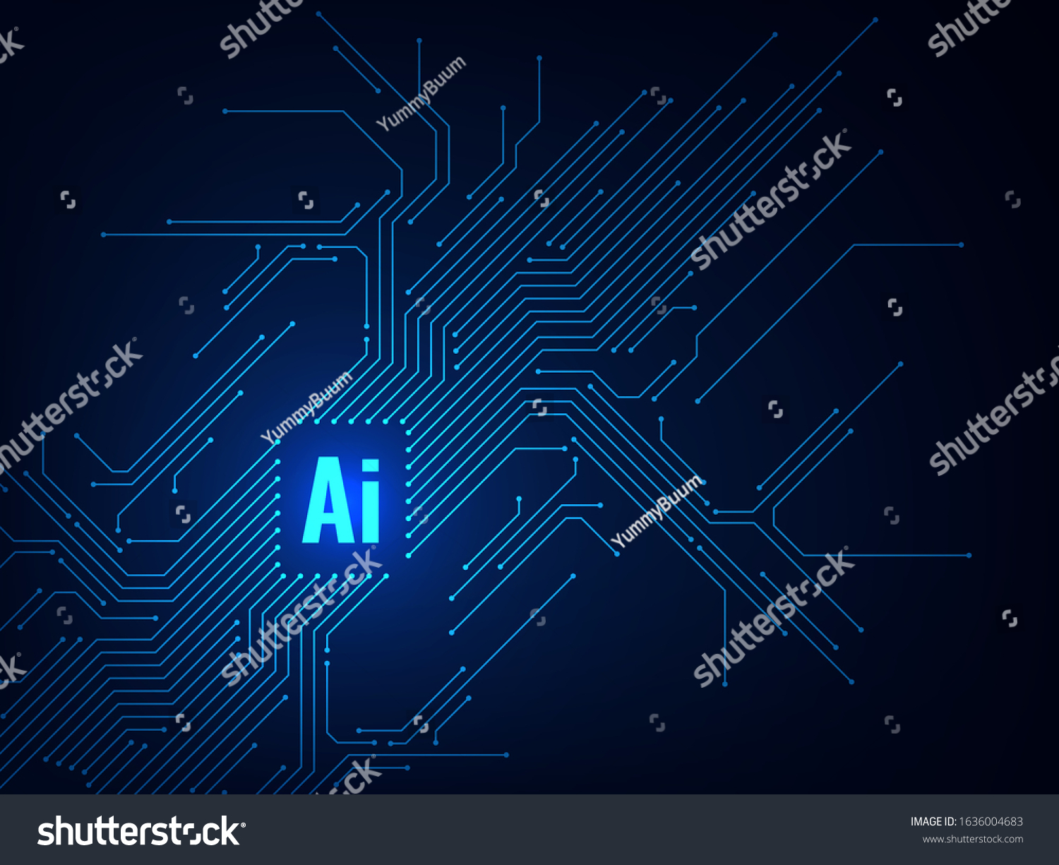 Ai chipset. Circuit board electronic artificial intelligence programming  digital microchip technology  futuristic databoard vector concept