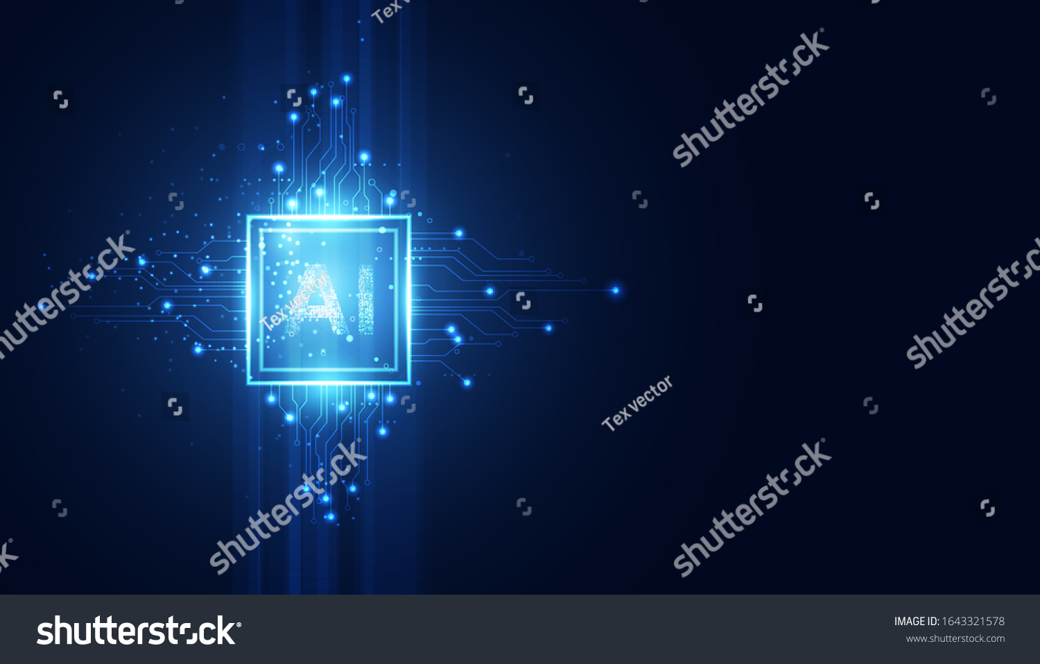 Abstract technology Ai computing concept working data of Artificial intelligence and futuristic digital for future on dark blue background.