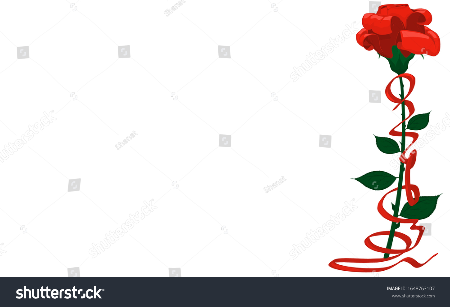 Sketch  red rose with a ribbon. Suitable for greeting card  invitation
