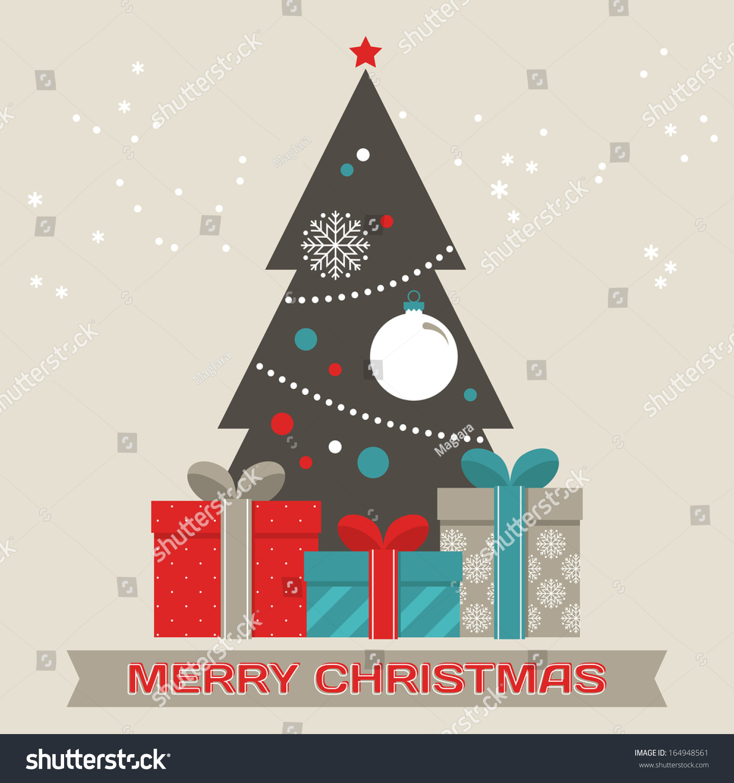 Vintage Christmas greeting card design. Vector illustration