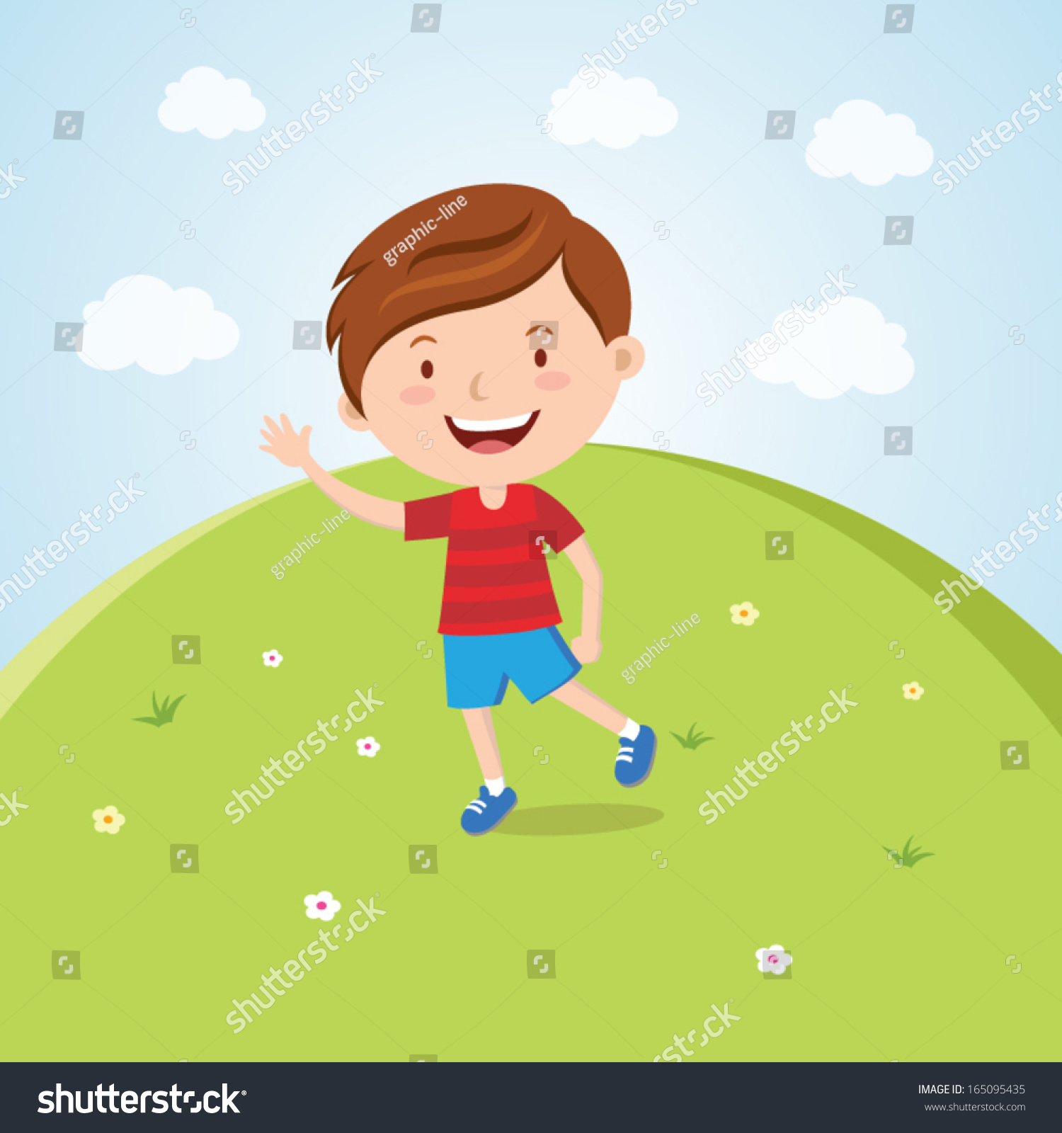 Happy boy waving. Happy day!