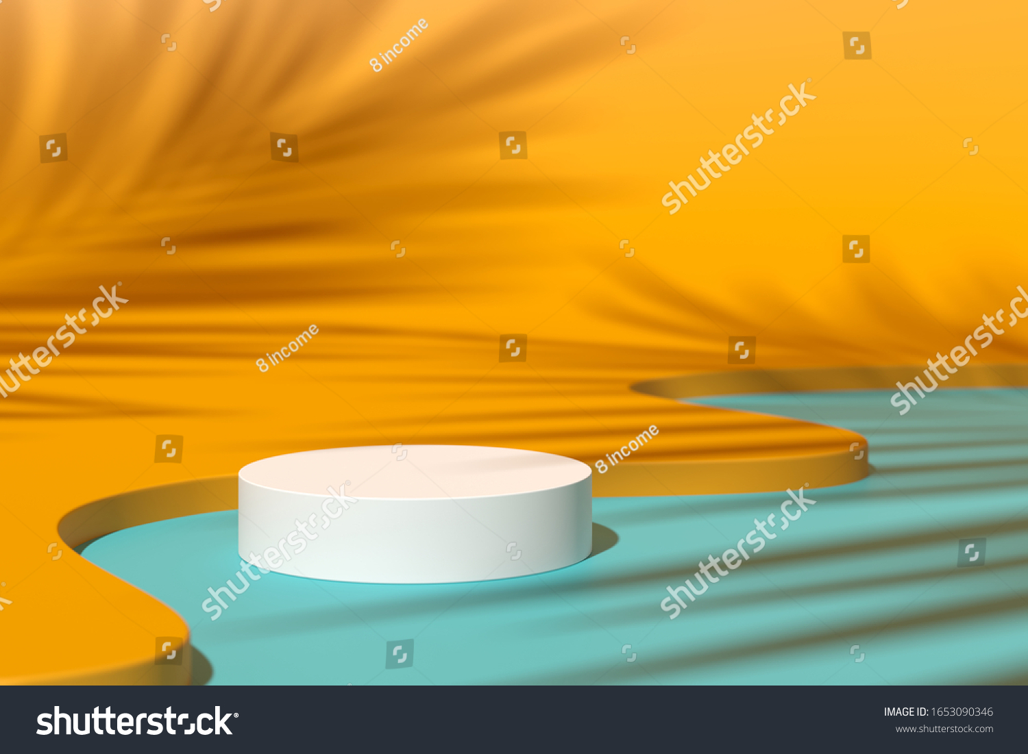 抽象背景 用于产品显示的模拟场景几何形状表讲台。 3D渲染