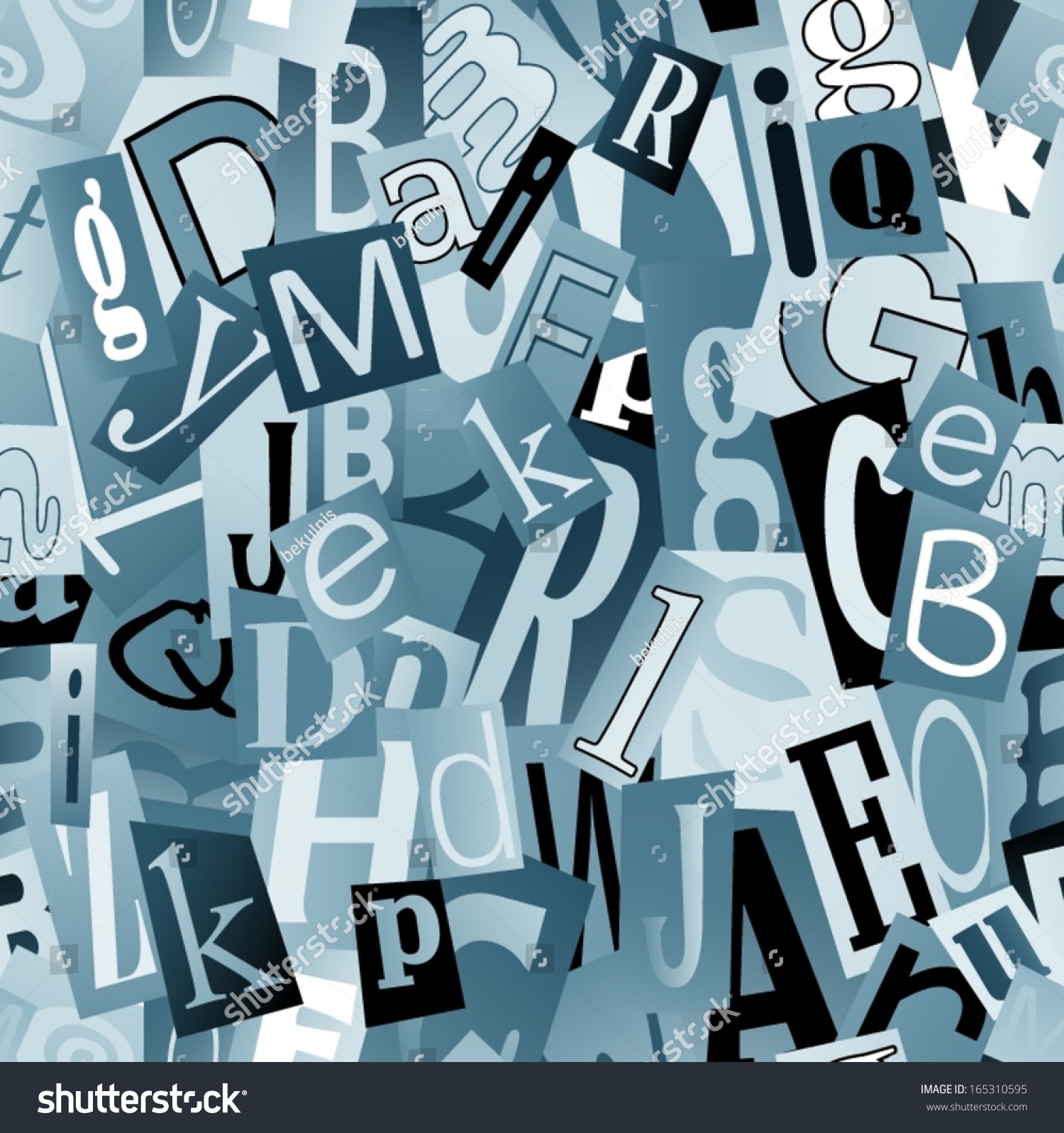 Magazine letters collage. Seamless vector pattern. 