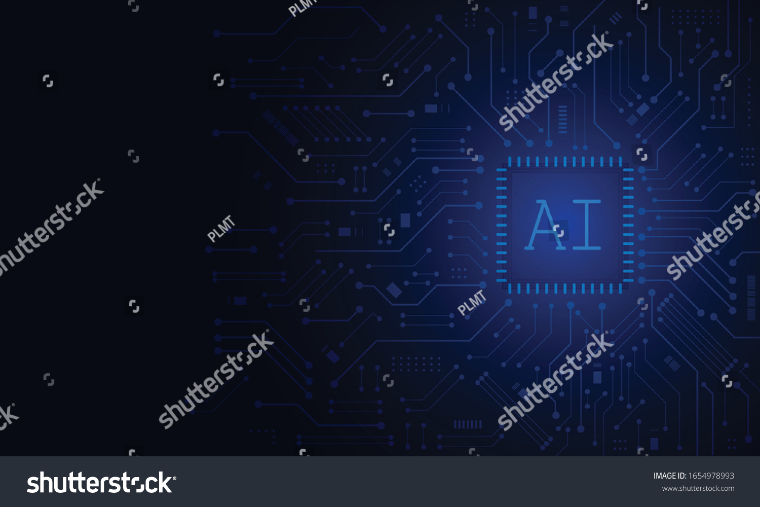 Artificial Intelligence  AI chipset on circuit board  futuristic Technology Concept
