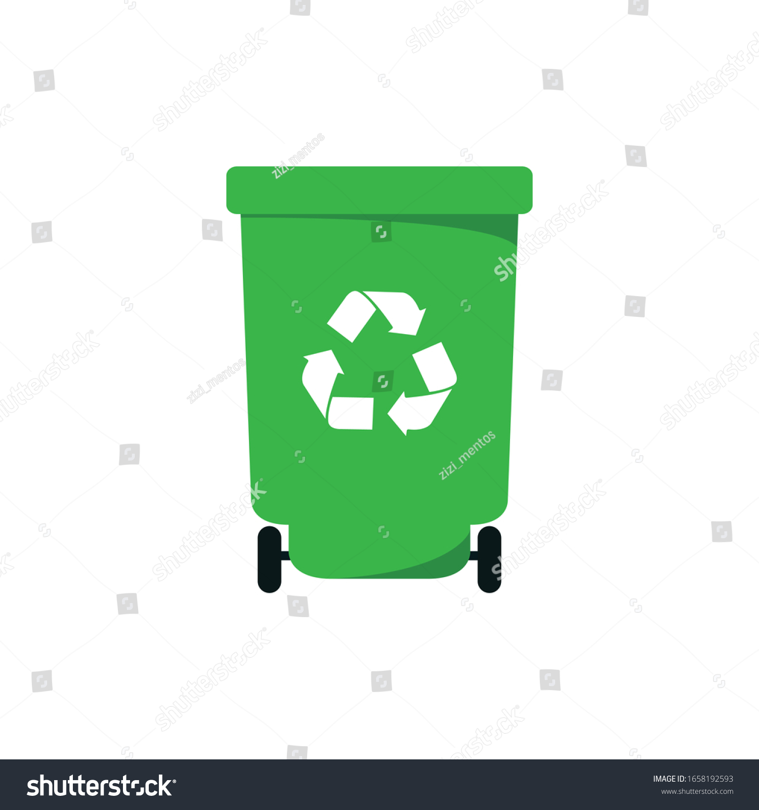 recycling garbage bin flat icon vector illustration
