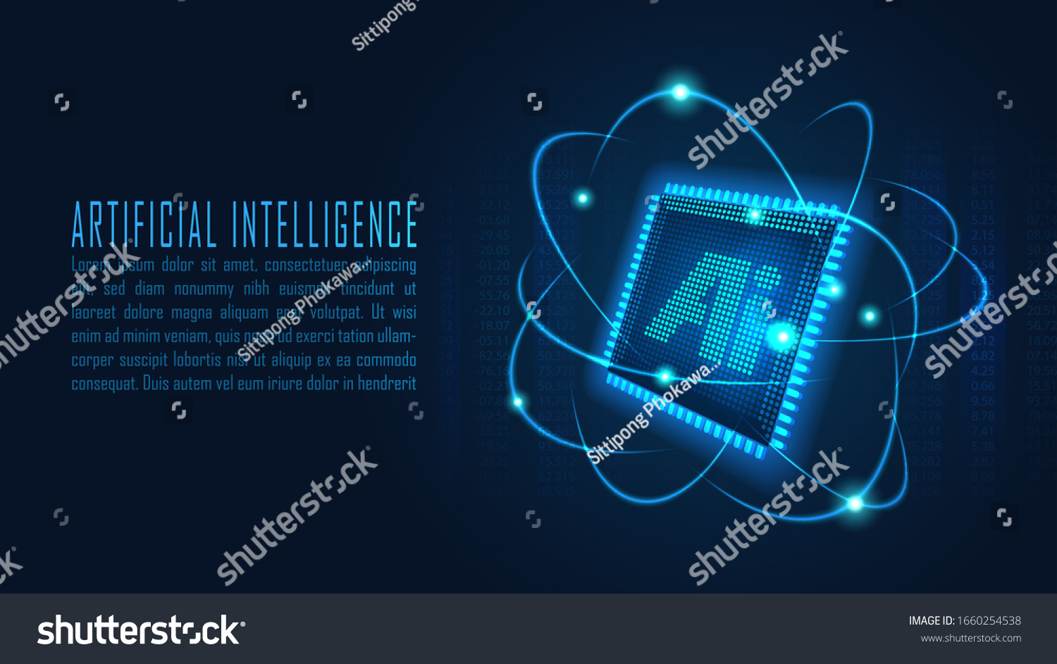 Ai chipset with data analytic process in futuristic concept suitable for future technology artwork   Responsive web banner