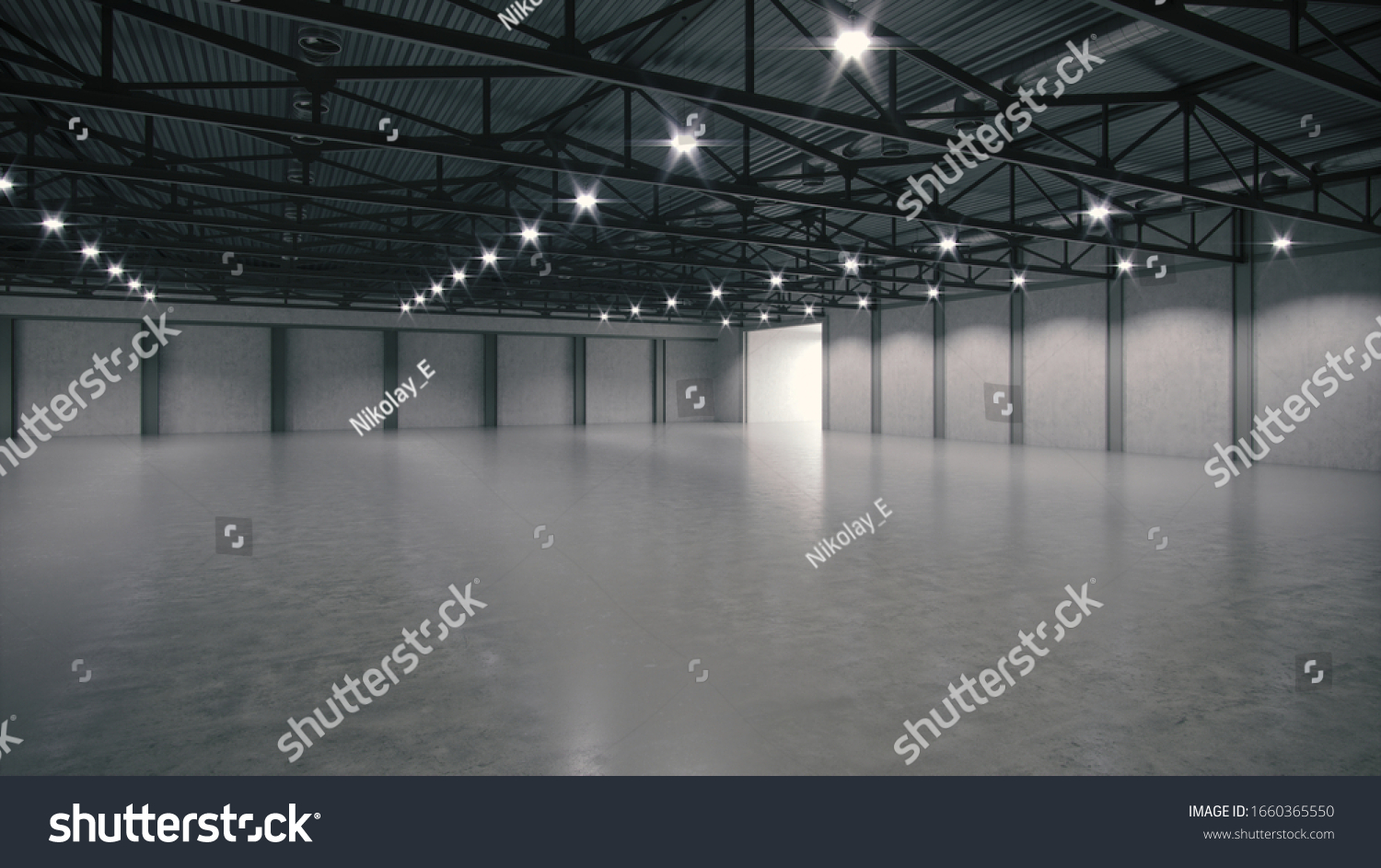 3D render of empty exhibition space. backdrop for exhibitions and events. Tile floor. Marketing mock up.