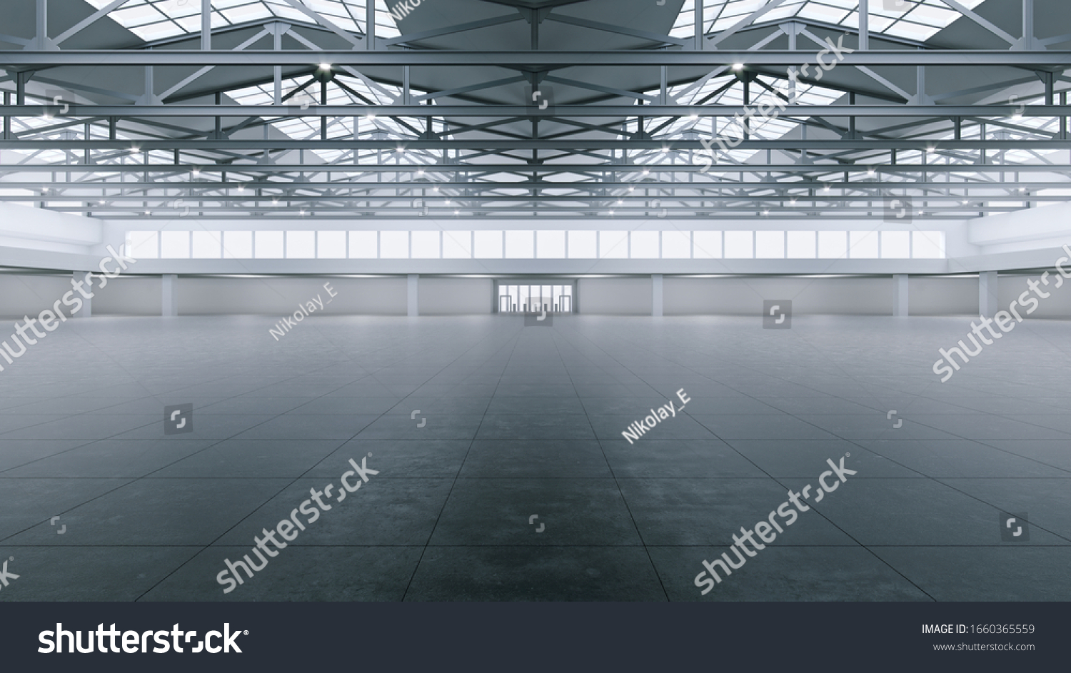 3D render of empty exhibition space. backdrop for exhibitions and events. Tile floor. Marketing mock up.