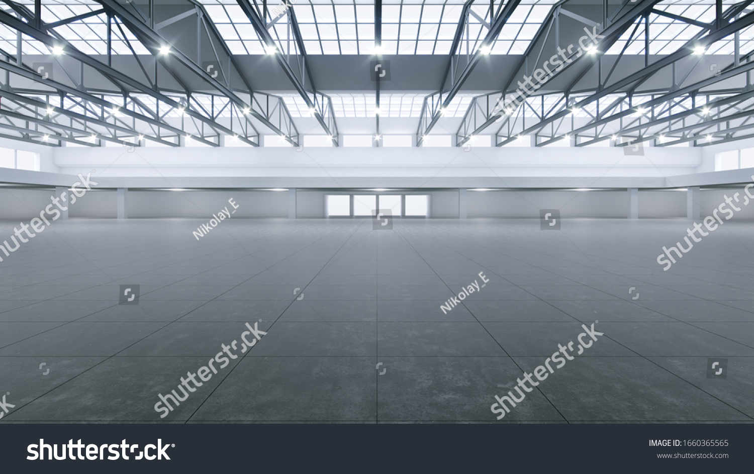 3D render of empty exhibition space. backdrop for exhibitions and events. Tile floor. Marketing mock up.