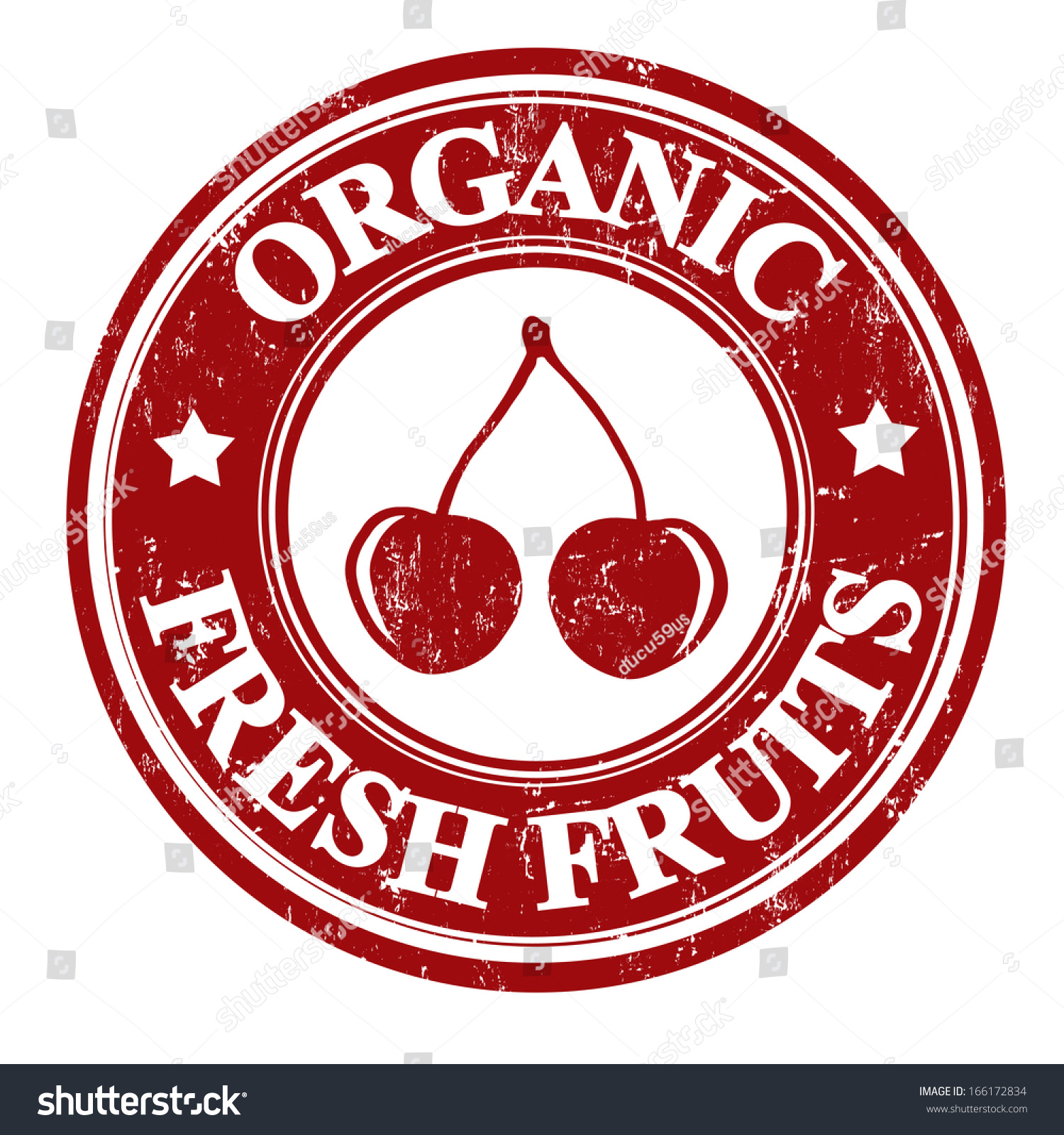 cherryorganicfruitgrungerubberstamporlabelonwhitevecto