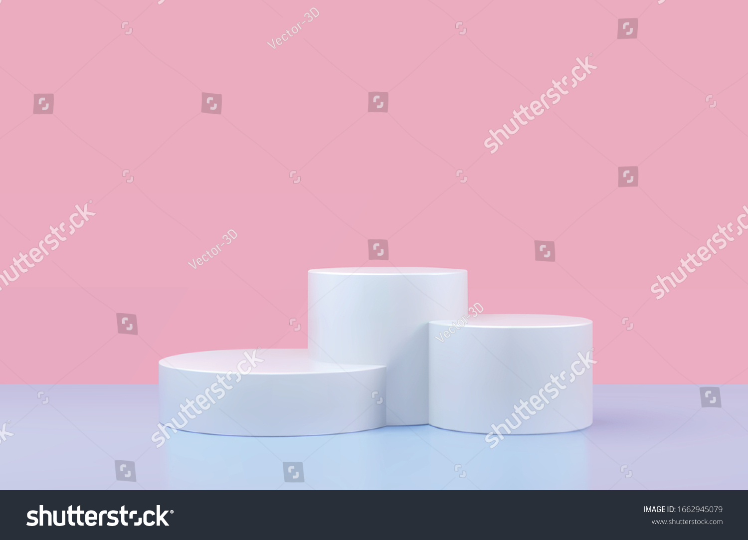 Vector round podium  pedestal or platform  background for cosmetic product presentation. 3d podium. Advertising place. Blank product stand background in pastel colors