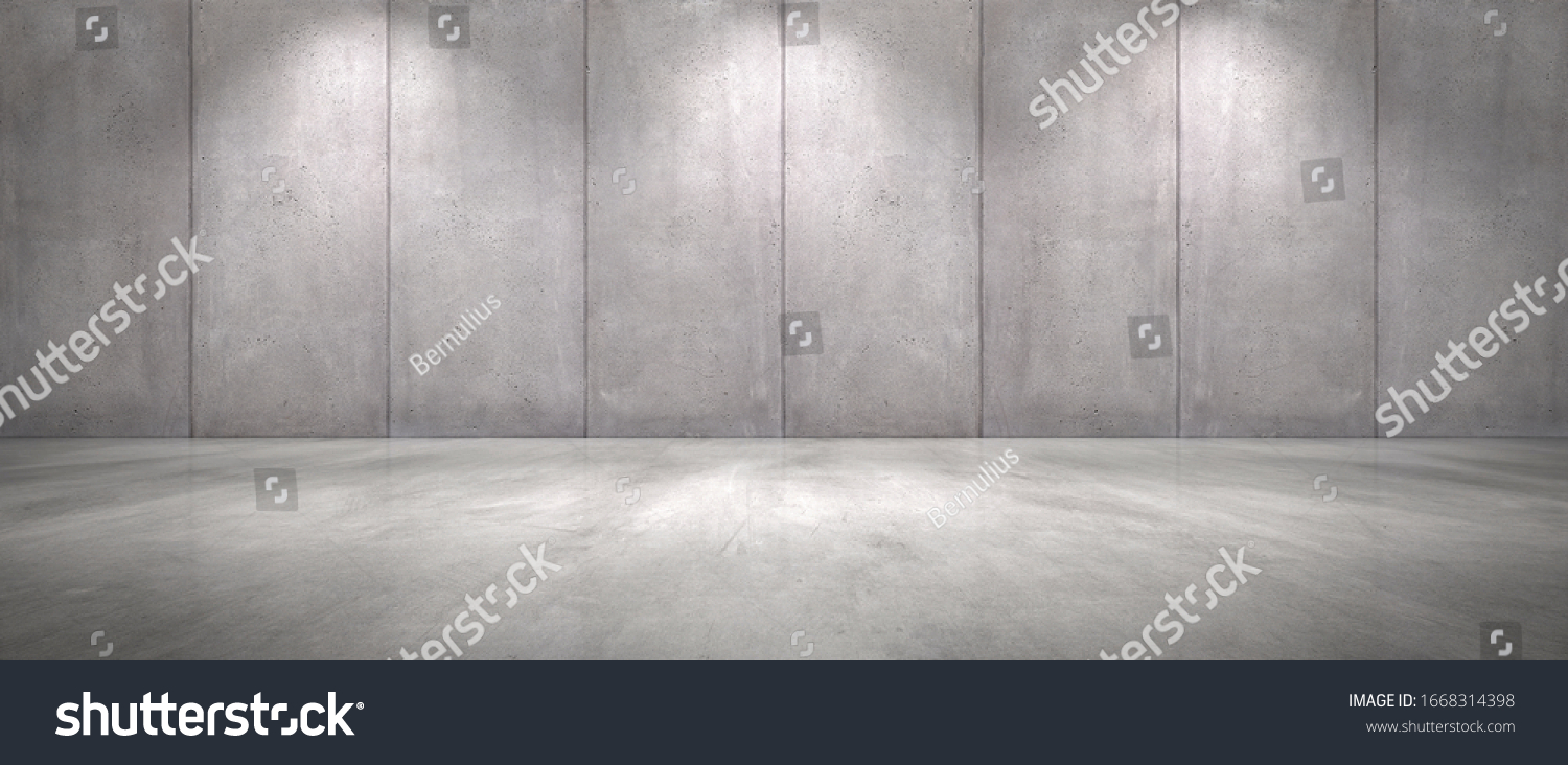 Concrete Wall Background with Floor Wide Empty Garage Scene