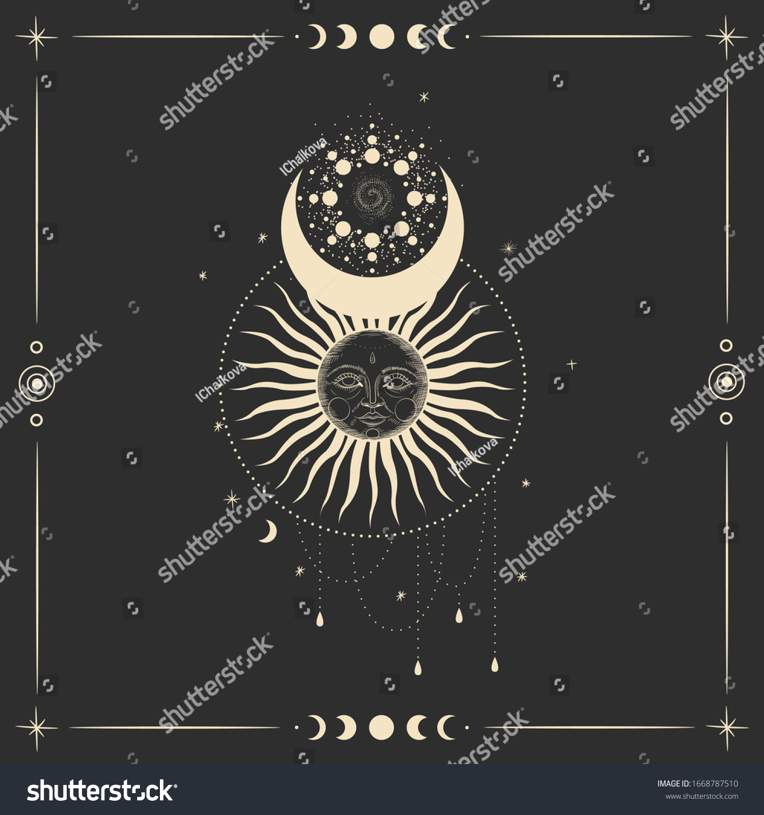 Vector illustration set of moon phases. Different stages of moonlight ...