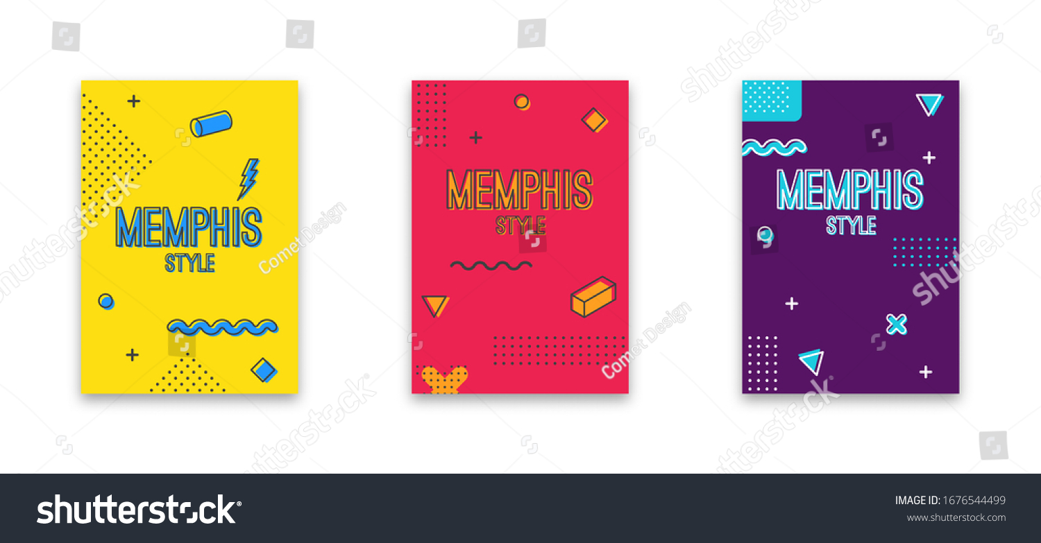Memphis Style Geometric Minimal Retro Background. 90's Trendy Simple Style Memphis Elements Pattern. Sale Banners  Brochure Covers. Vector Illustration Eps10