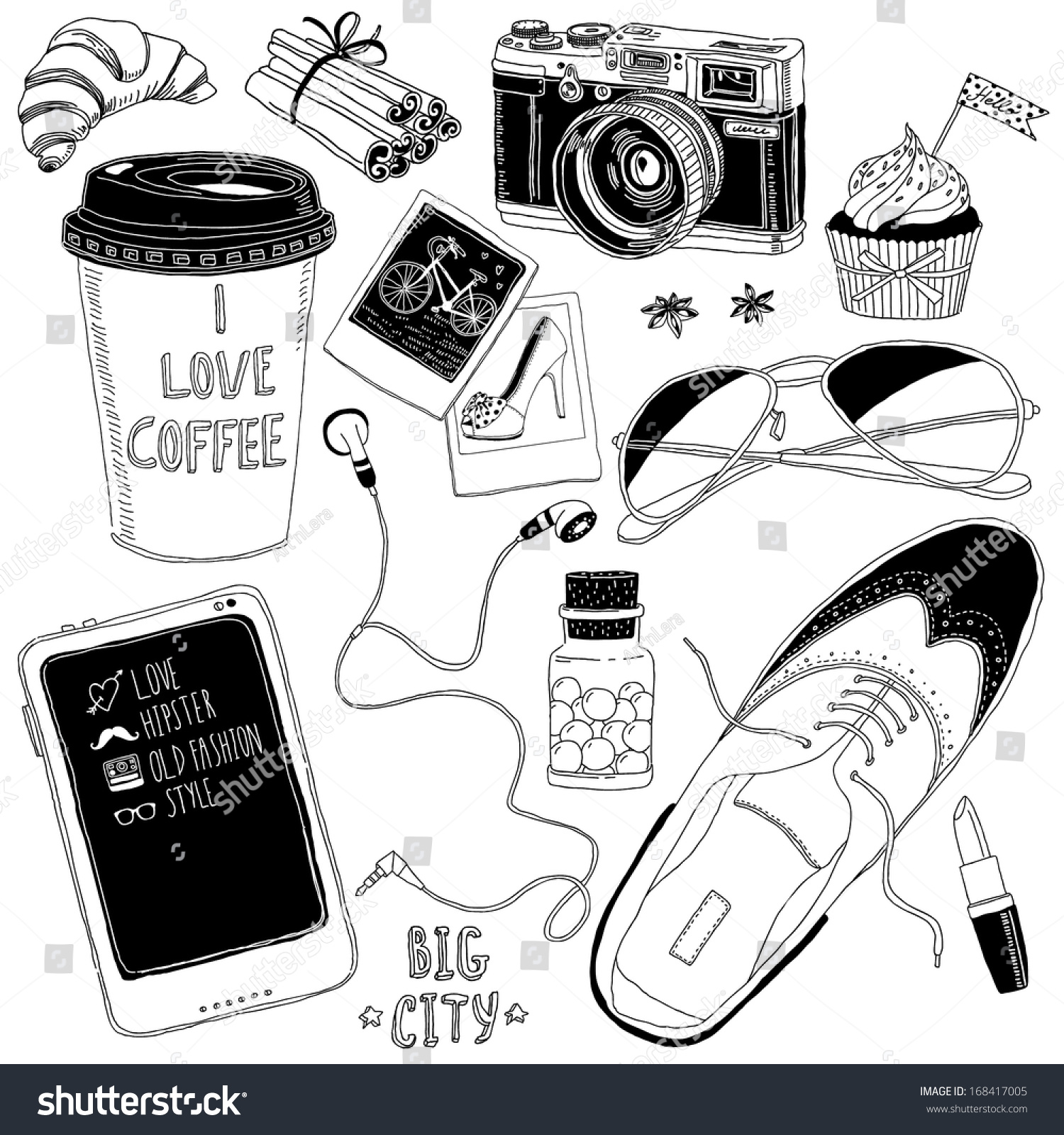 hand-drawn fashion elements