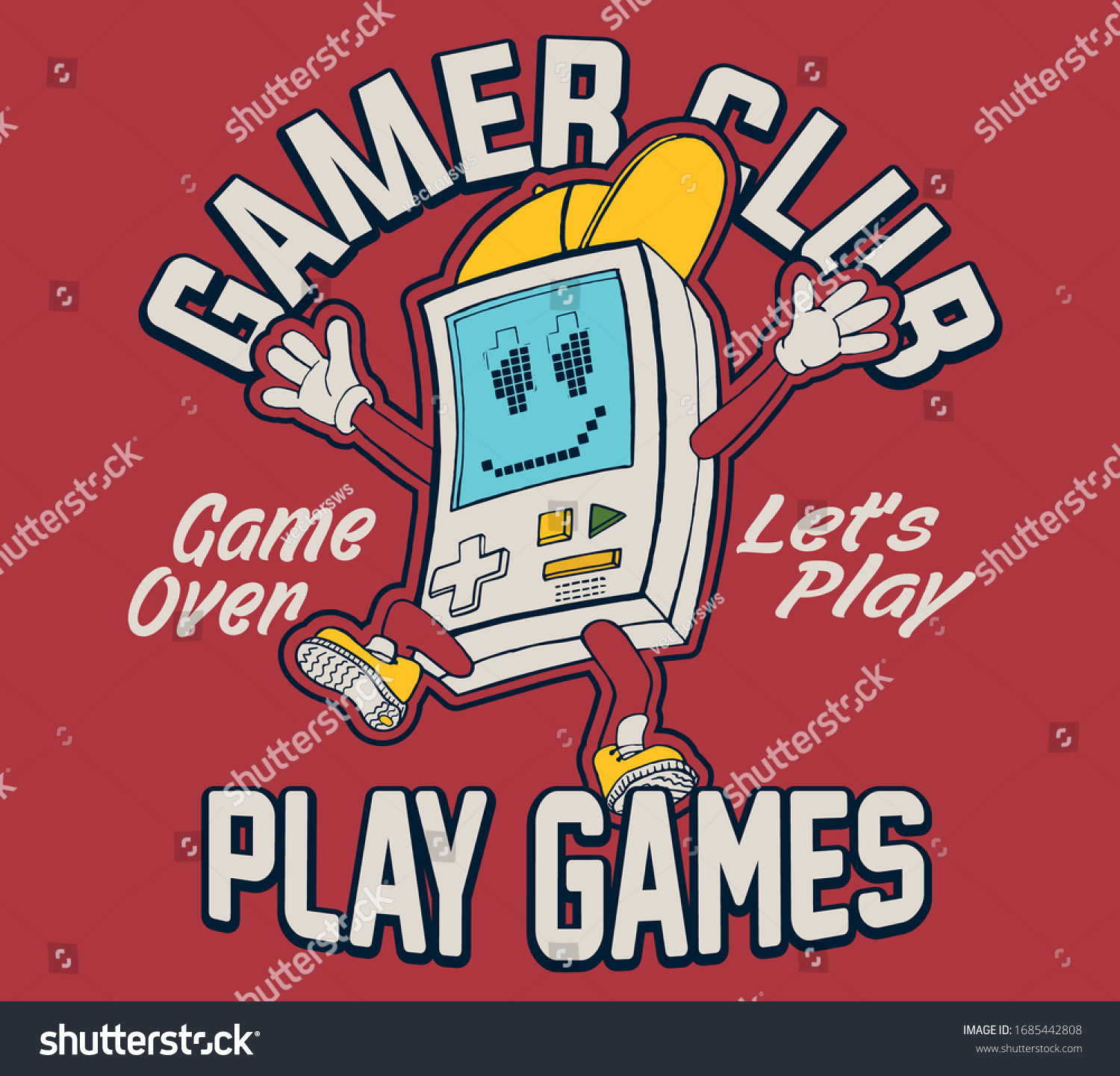 vector video game and retro game consol illustration for tshirt print