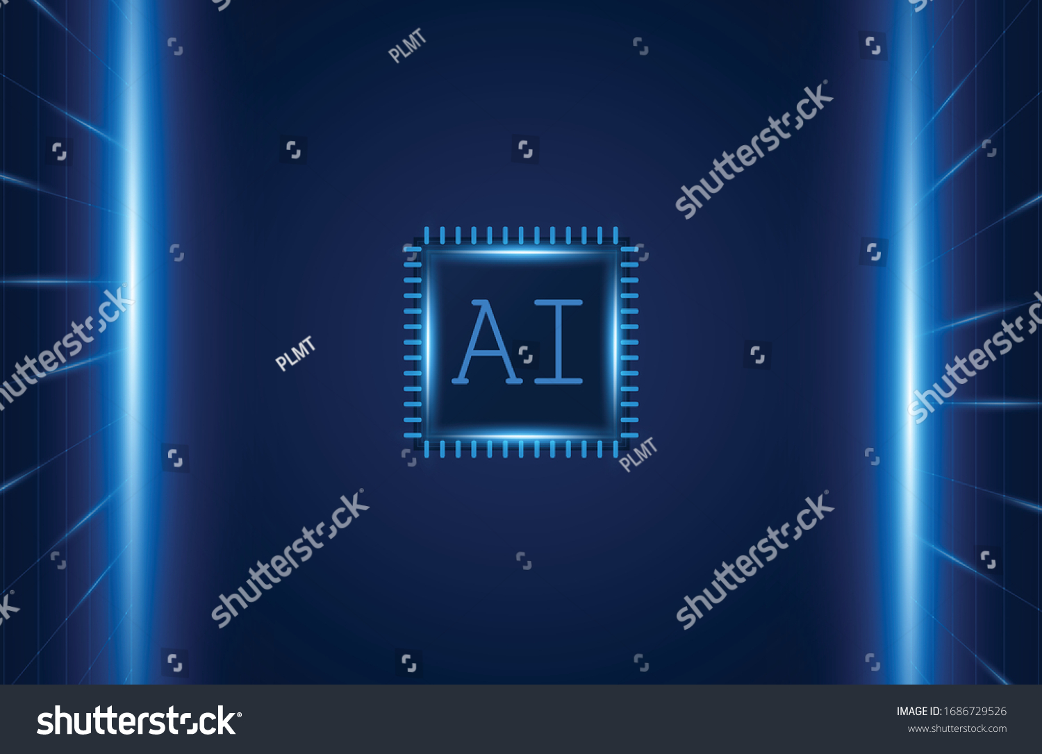 Artificial Intelligence  AI chipset on circuit board  futuristic Technology Concept