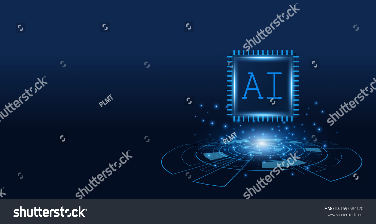 Artificial Intelligence  AI chipset on circuit board  futuristic Technology Concept