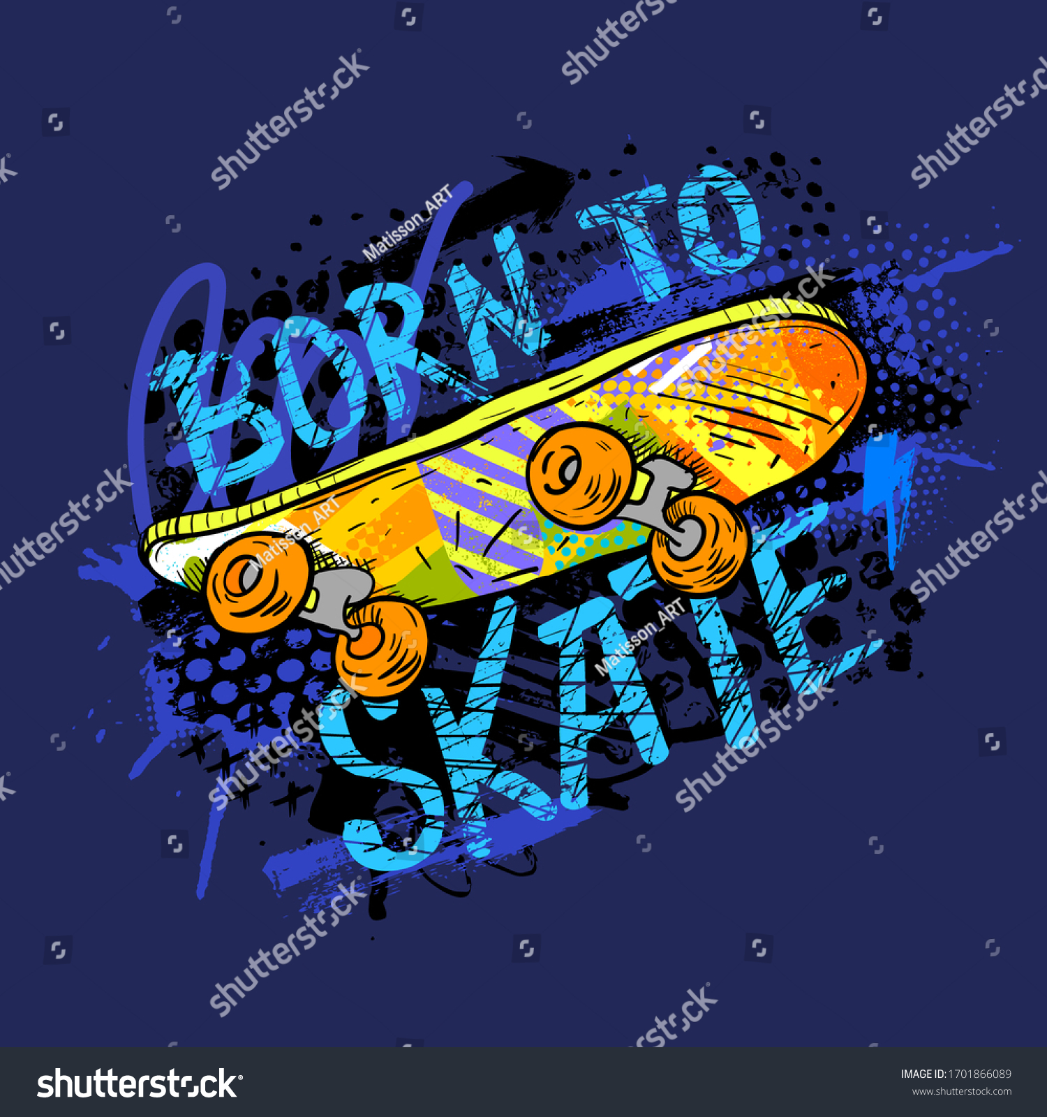 Urban style modern t-shirt with  skateboards and graffiti. Sport extreme style illustraton for guys.