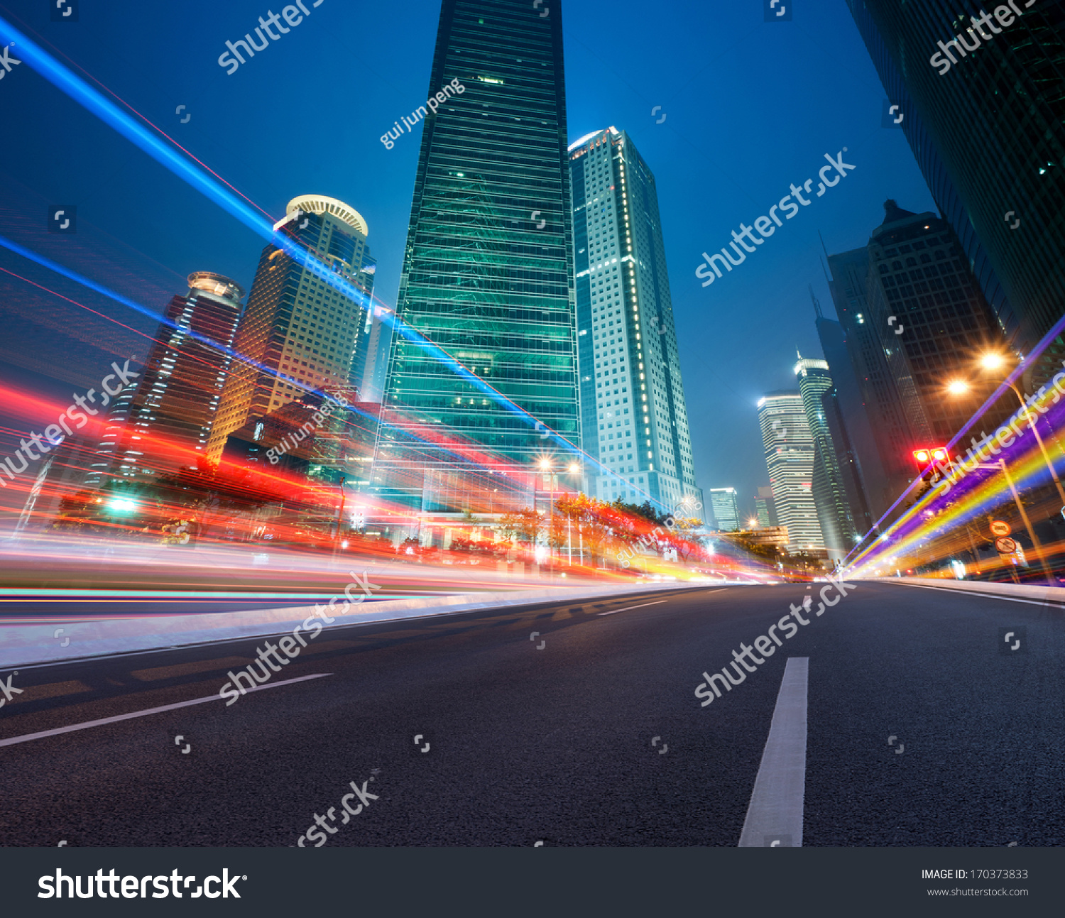 Asphalt road and modern city